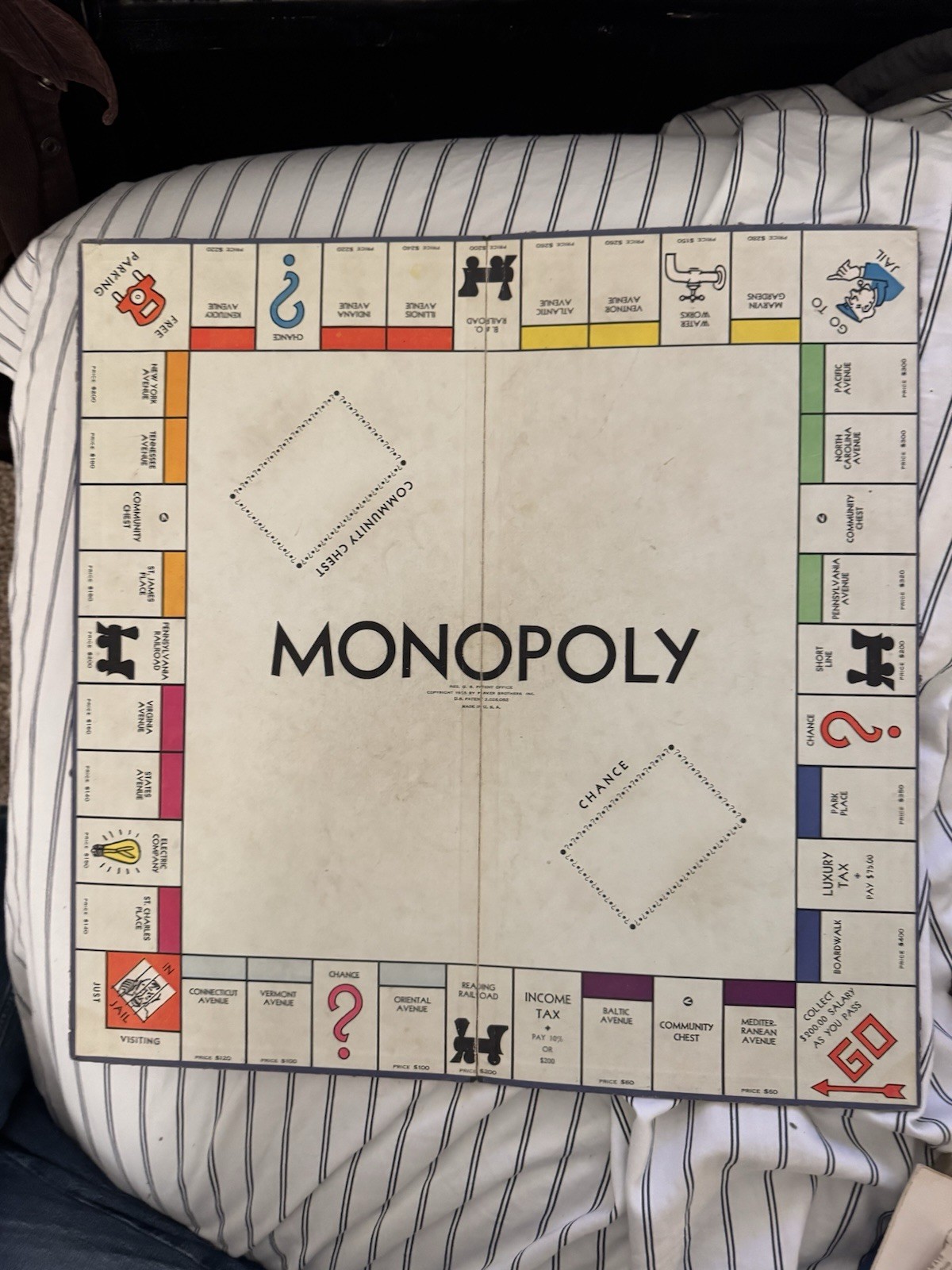 1935 Monopoly Set – Parker Bros. Blue Box, Single Patent No. 2,026,082 – Rare
