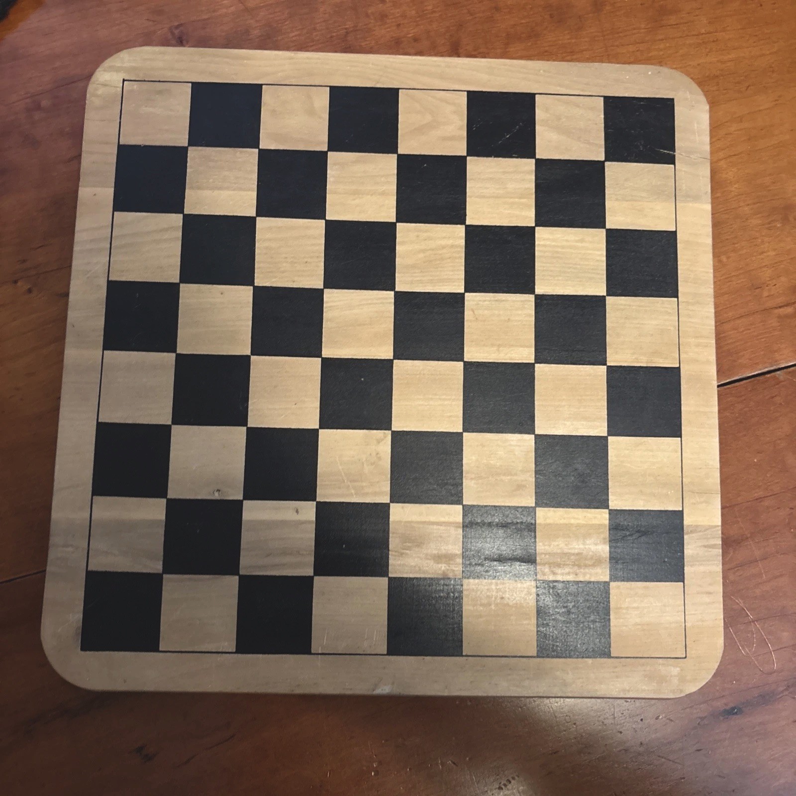 Vintage Wooden Painted Reversible Chess/Checkers/Pachesi Board Game 11″