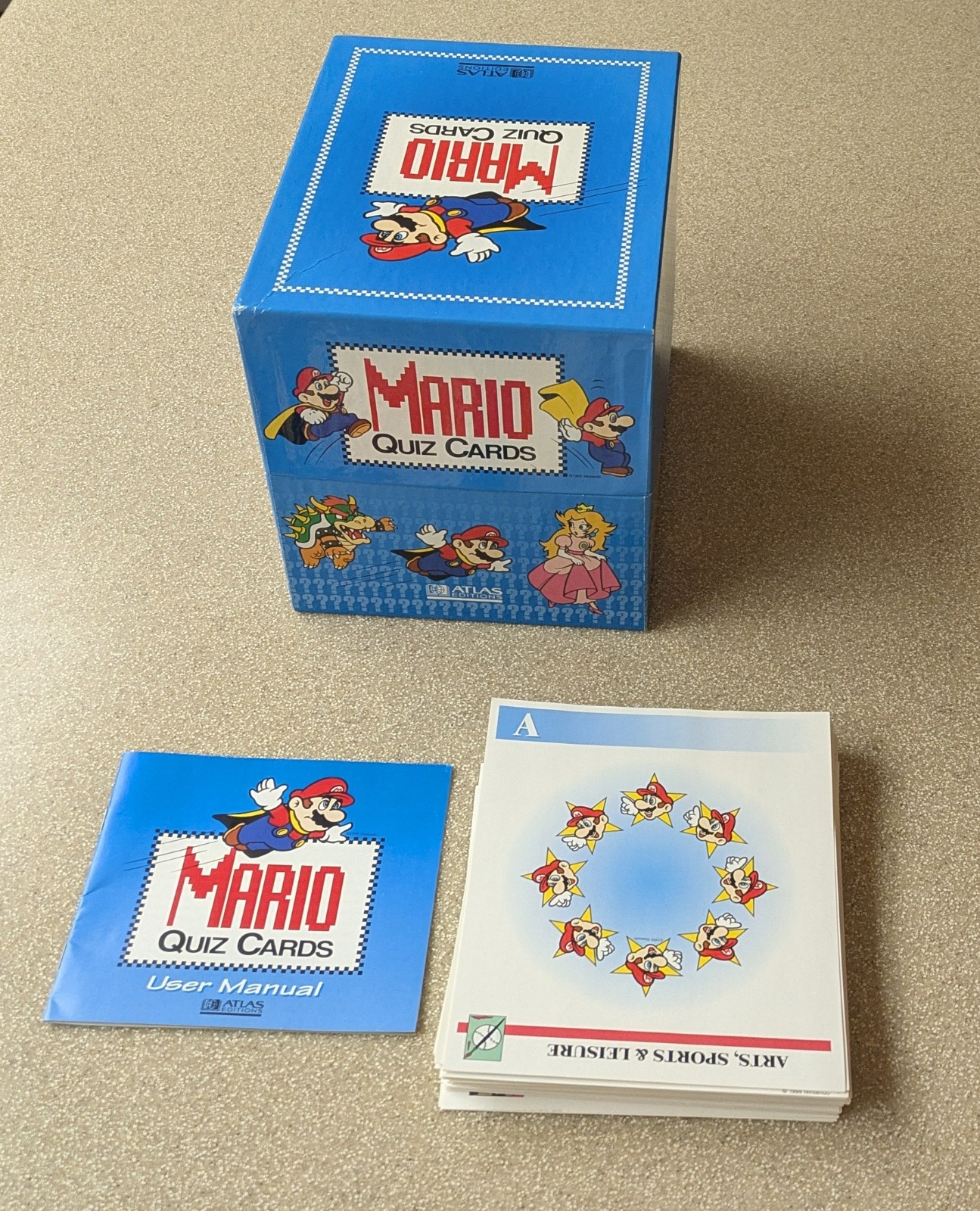Vintage Atlas Super Mario Bros Luigi Nintendo Quiz Cards 72 cards manual
