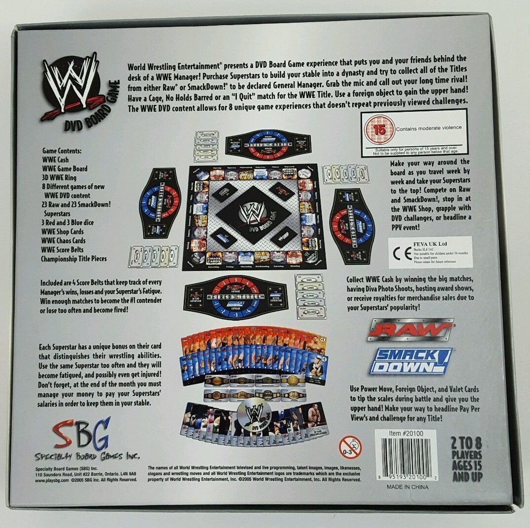 WW World Wrestling DVD Board Game ~ Smack Down ~ WWE Raw Entertainment ~Complete