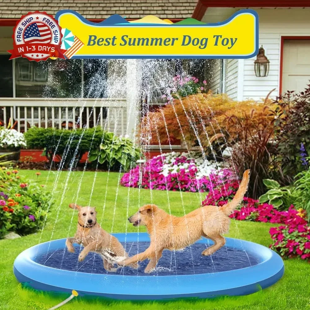 Raxurt Splash Pad, 87in Anti-Slip Splash Pad for Kids Dogs Thickened Durable Bat
