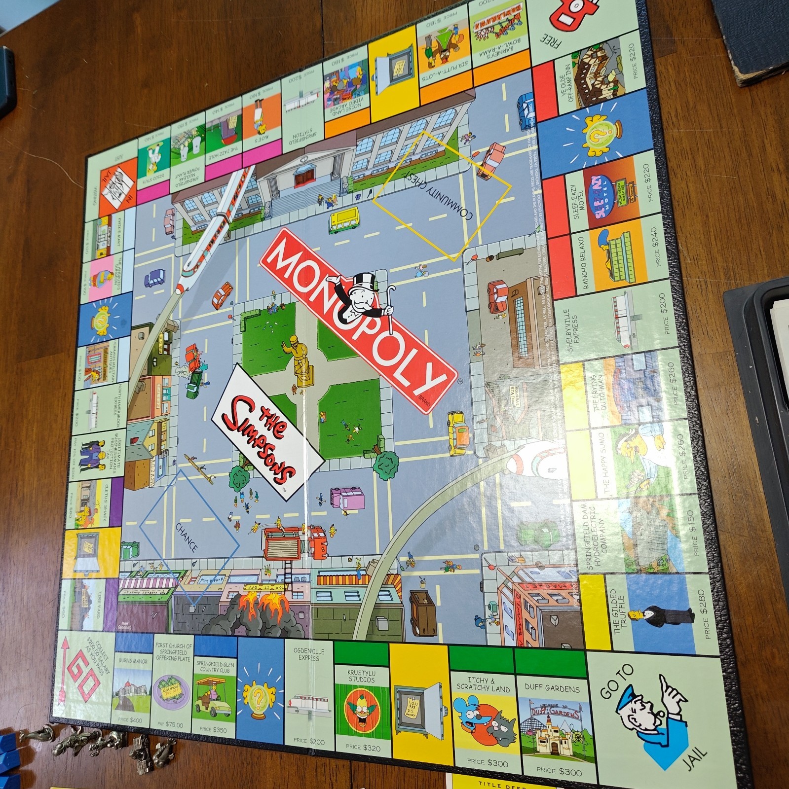 The Simpsons Monopoly Board Game W/ All 6 Pewter Tokens | Fully Complete In Box