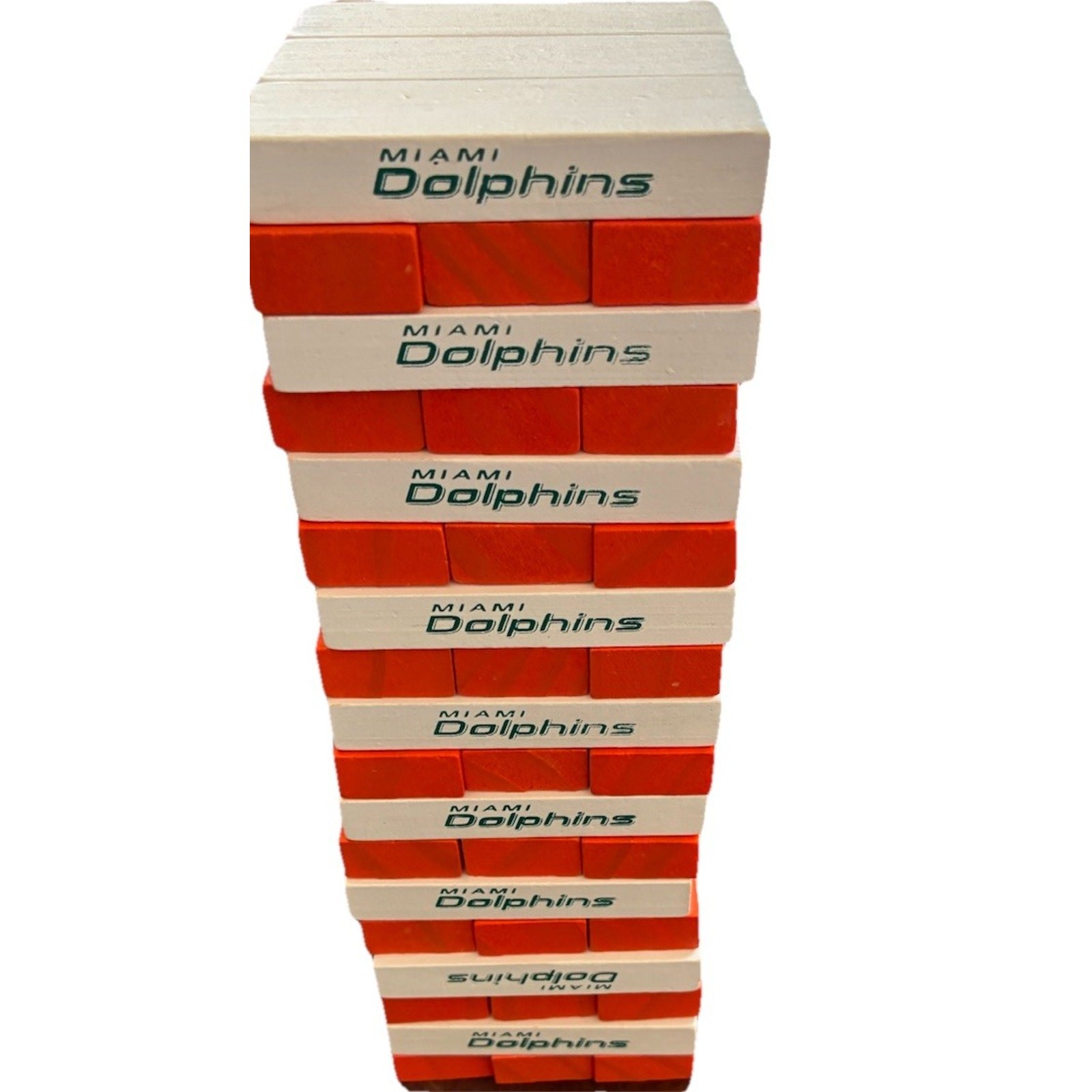 Miami Dolphins Classic Jenga Game Orange White Blocks NFL Man Cave Bar Fans