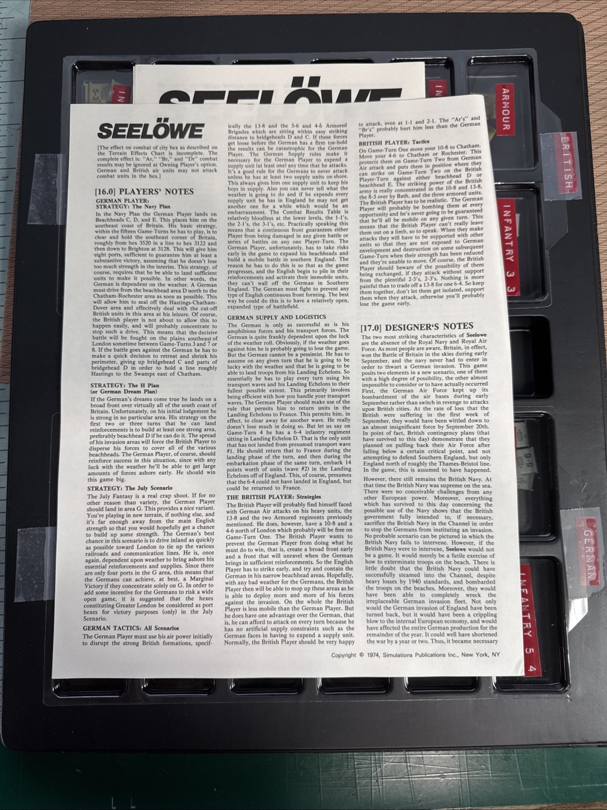 SPI. 1974. See Lowe. The Hypothetical Invasion Of England. 1940. Punched.