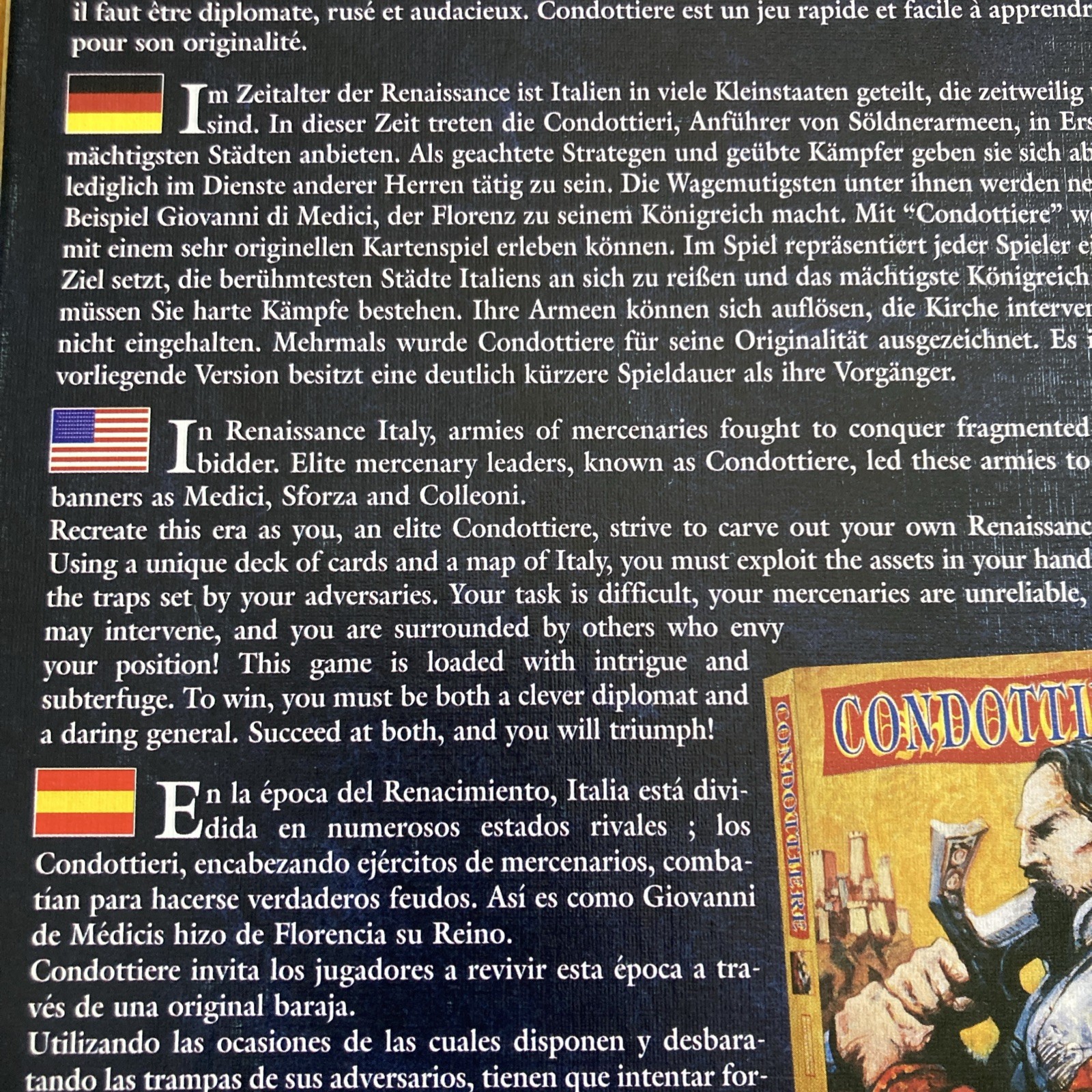 Condottiere Board Game COMPLETE IN BOX Eurogames Descartes Multilingual Edition