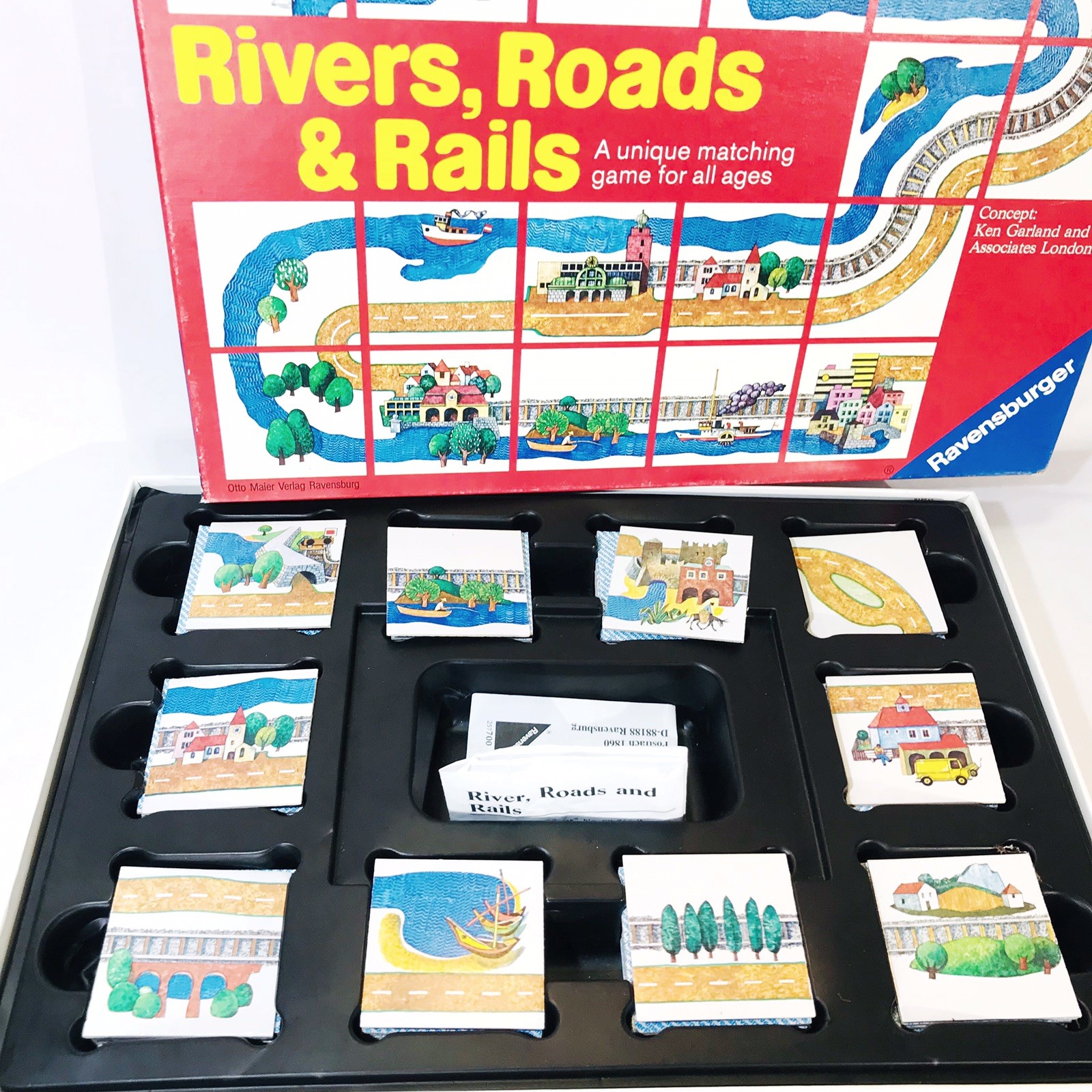 Vintage Rivers Roads & Rails Tile Matching Game Complete | Ravensburger 1989