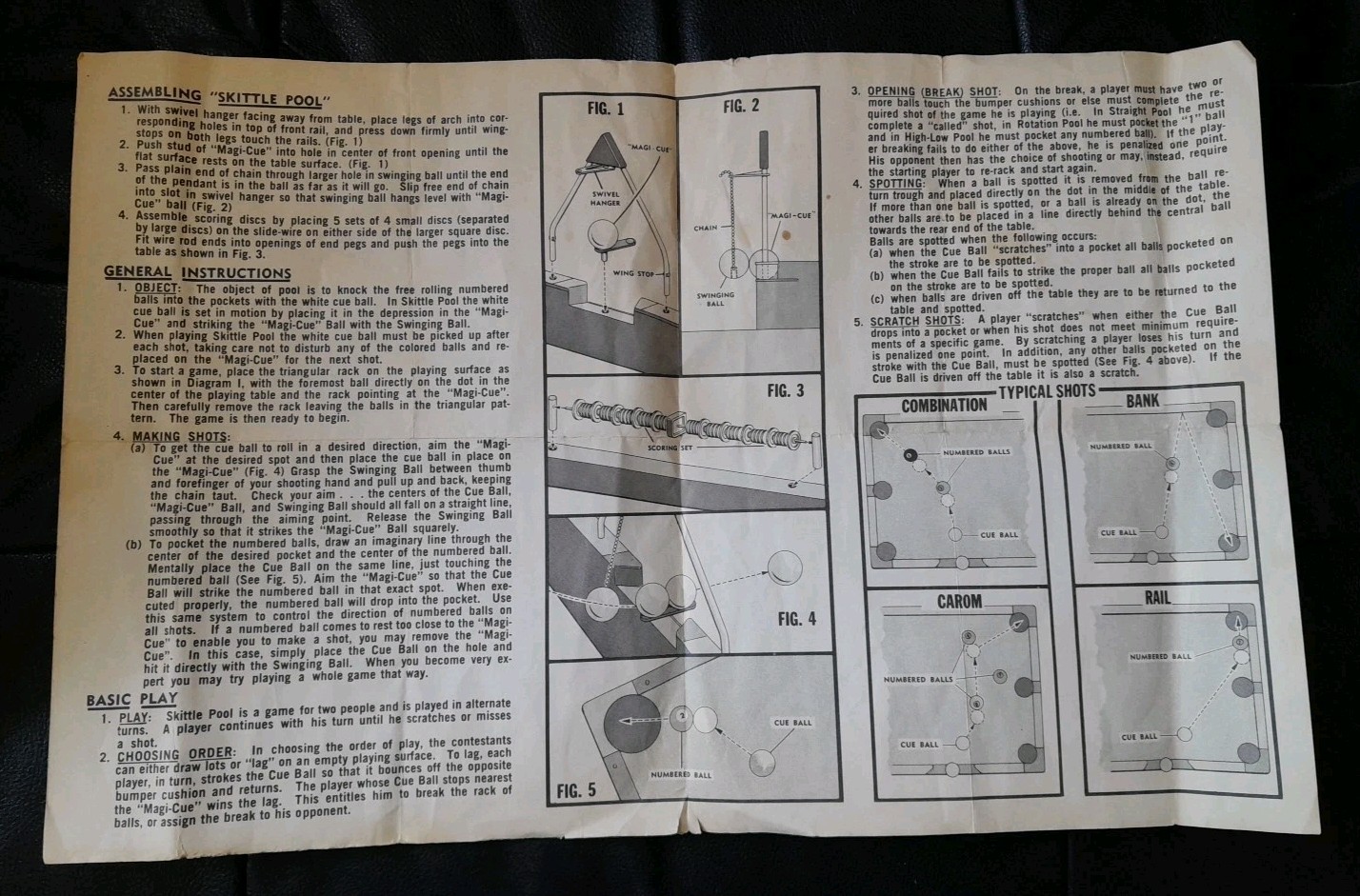 Aurora SKITTLE POOL Instruction Manual – No. 5511 – Folded but Complete