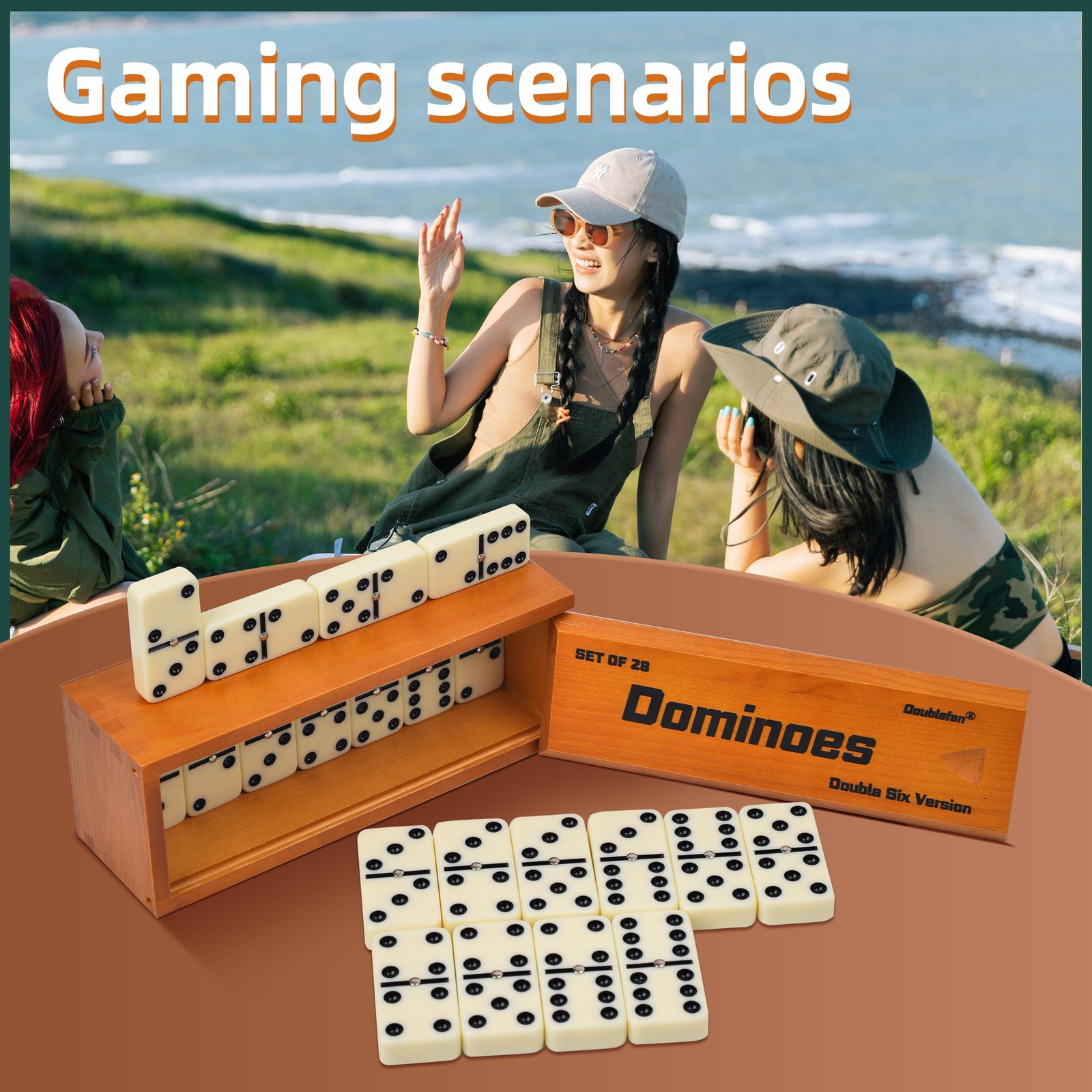 Dominos Set for Adults, Jumbo Size Double 6 Dominoes Set, Size, 28 Pcs