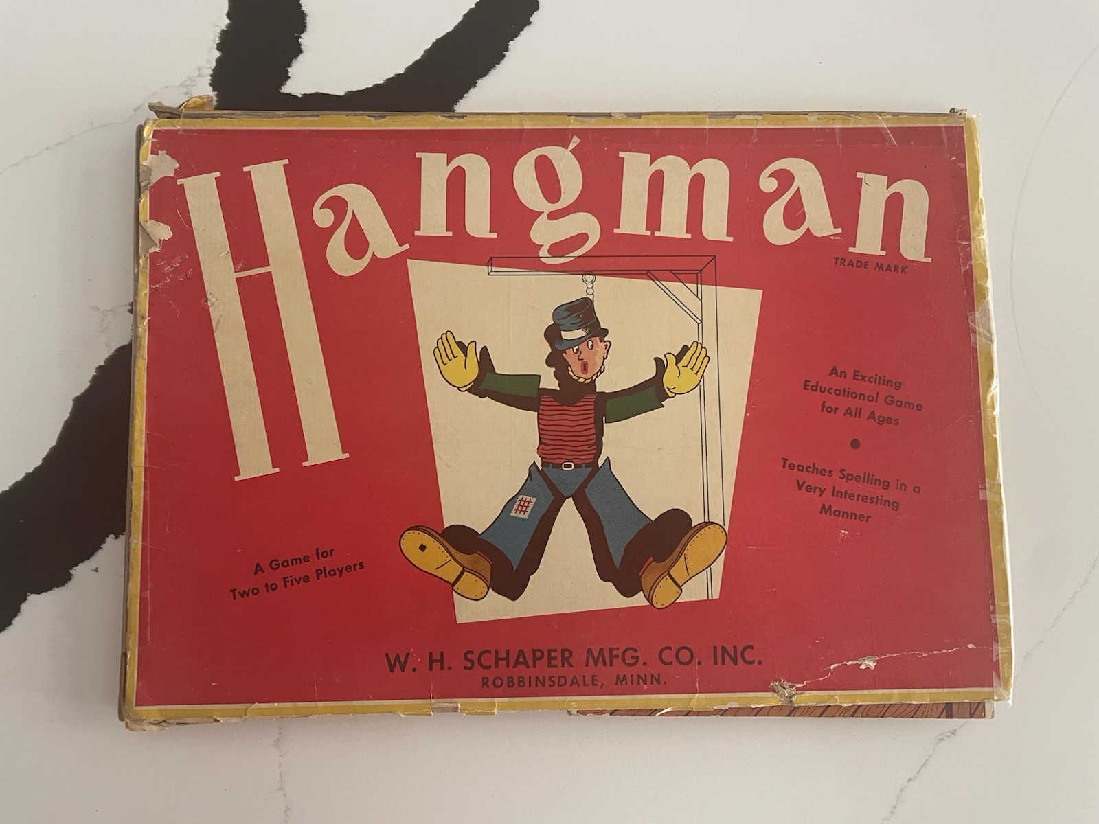 ~ W.H. Schaper Hangman VTG. Board Game Rare First Edition 1st Printing Box~