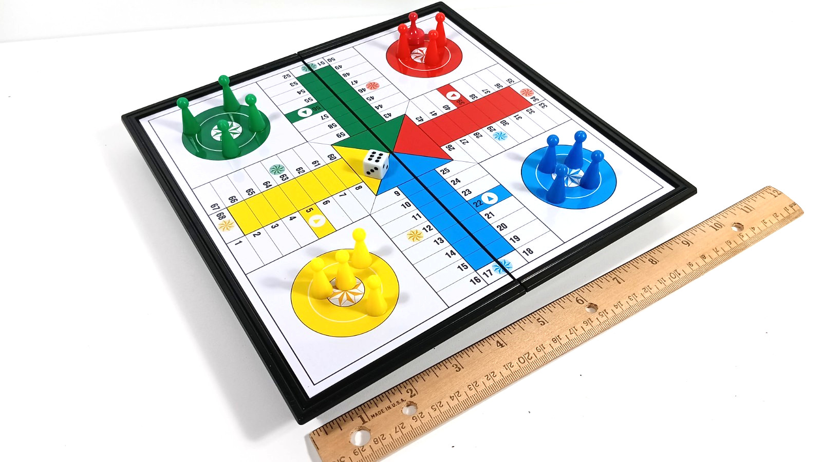 9.5” Magnetic Ludo Board Game Folding Strategy 4 Players Preowned Please Read
