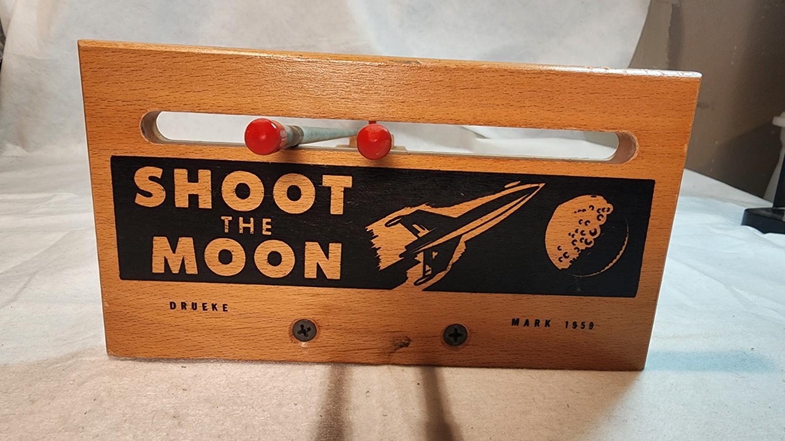 Vintage wooden 1959 Drueke Shoot the Moon Skill Game, no ball