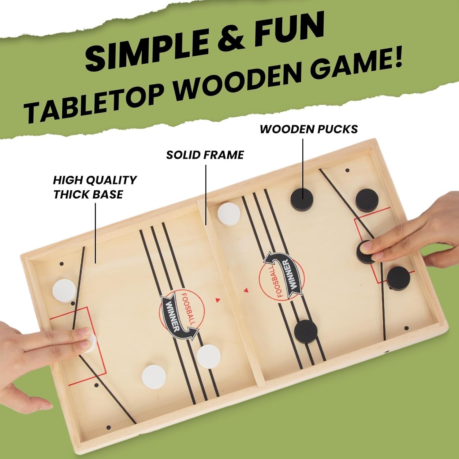 ” Fast Sling Puck Game,Wooden Hockey Game Sling Puck.Desktop Battle Wood..