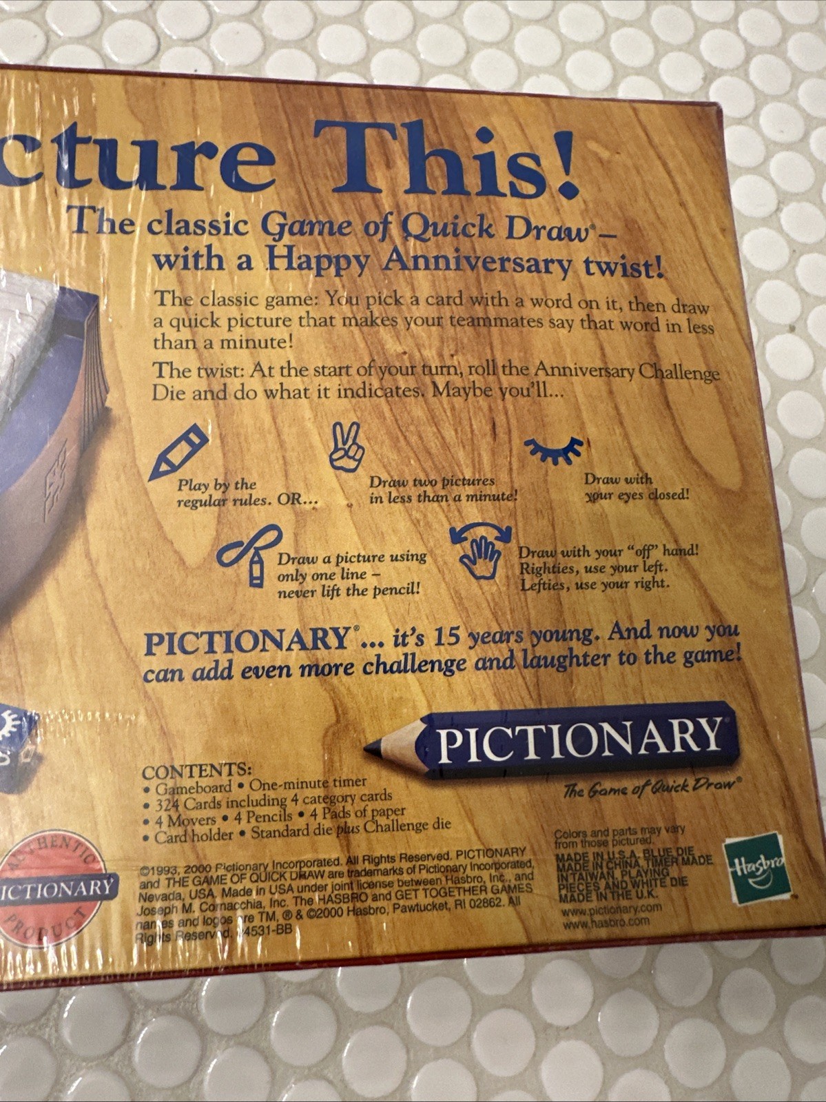 2000 Hasbro Pictionary The Game of Quick Draw 15th Anniversary! 🌟 SEALED! Rare