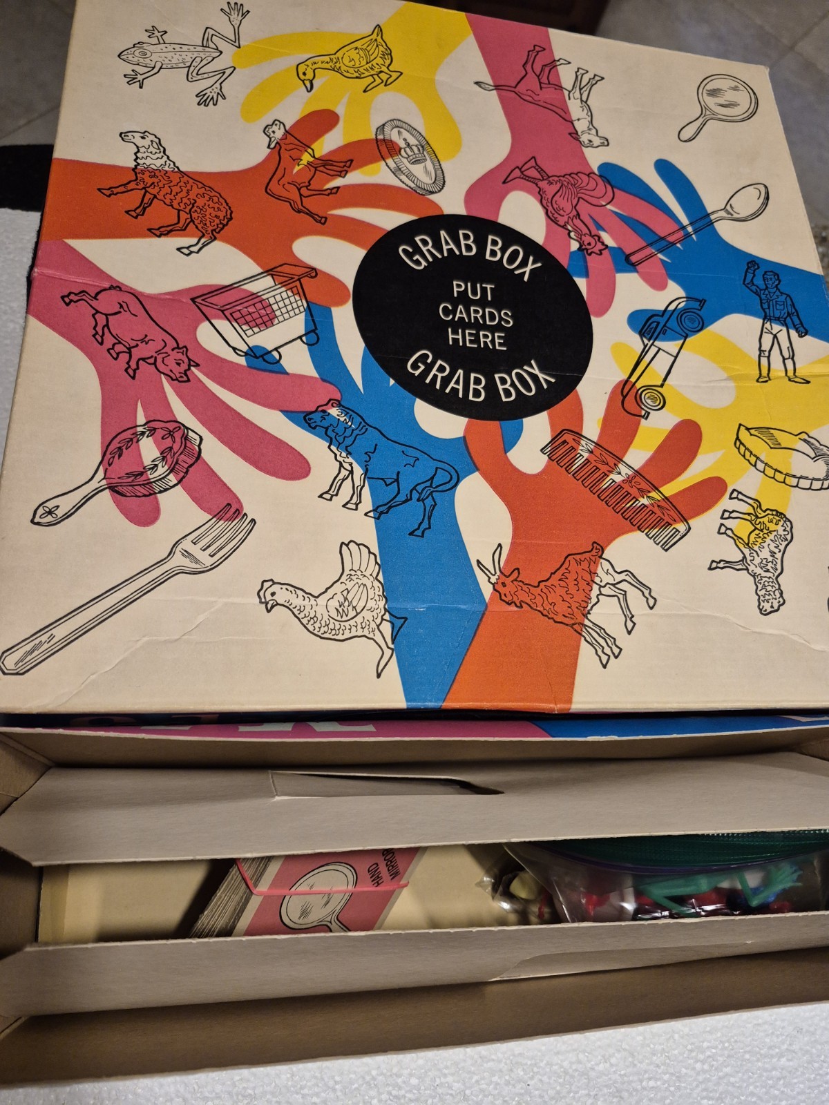 Vintage 1967 Milton Bradley Feeley Meeley Game #4770 Box Poor 23 Cards, 25 Objec