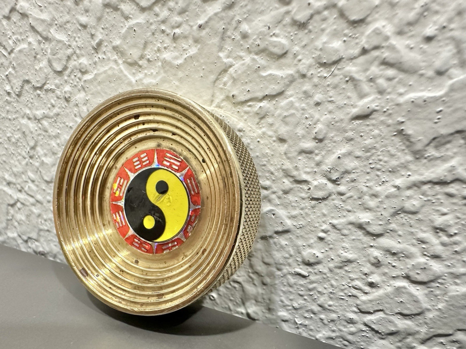Vintage 90s Heavy Brass Metal Pog Slammer – Ying Yang- Thick – 3+ Oz
