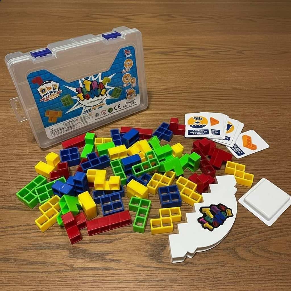 Tetra Tower Balance Game – 48PCS 3D Stacking Puzzle Blocks Educational STEM Toy