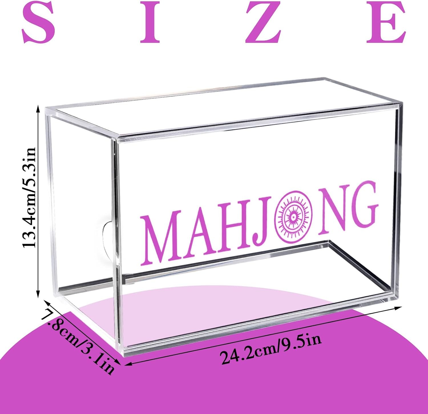 1pcs Empty Acrylic Mahjong Case Only for 1.2″×0.9″×0.5″ Mahjong Tiles-Transpa…