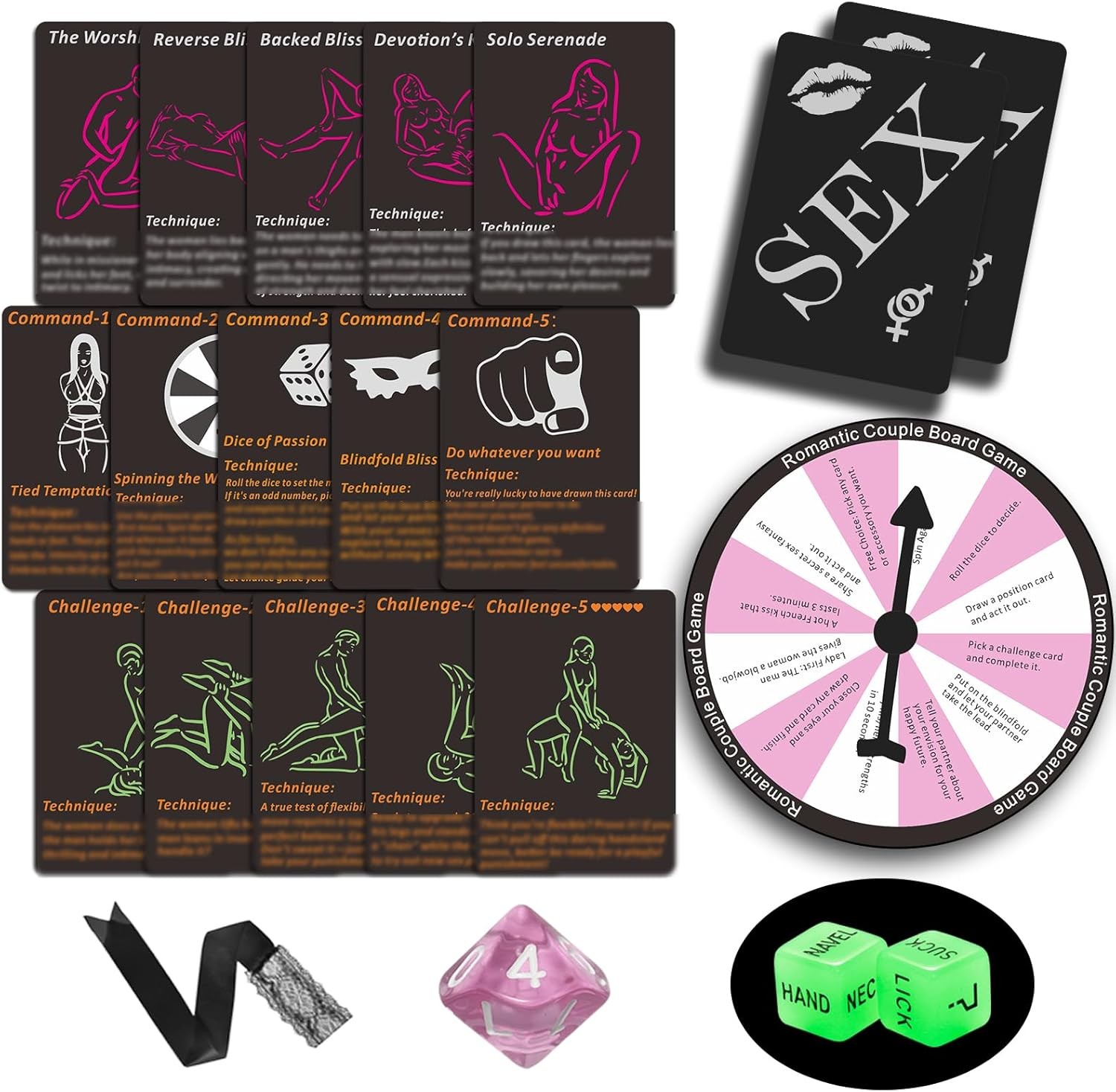 Sex Game for Adults – 42 Romantic Bedroom Cards with Sex Positions, Challenges –