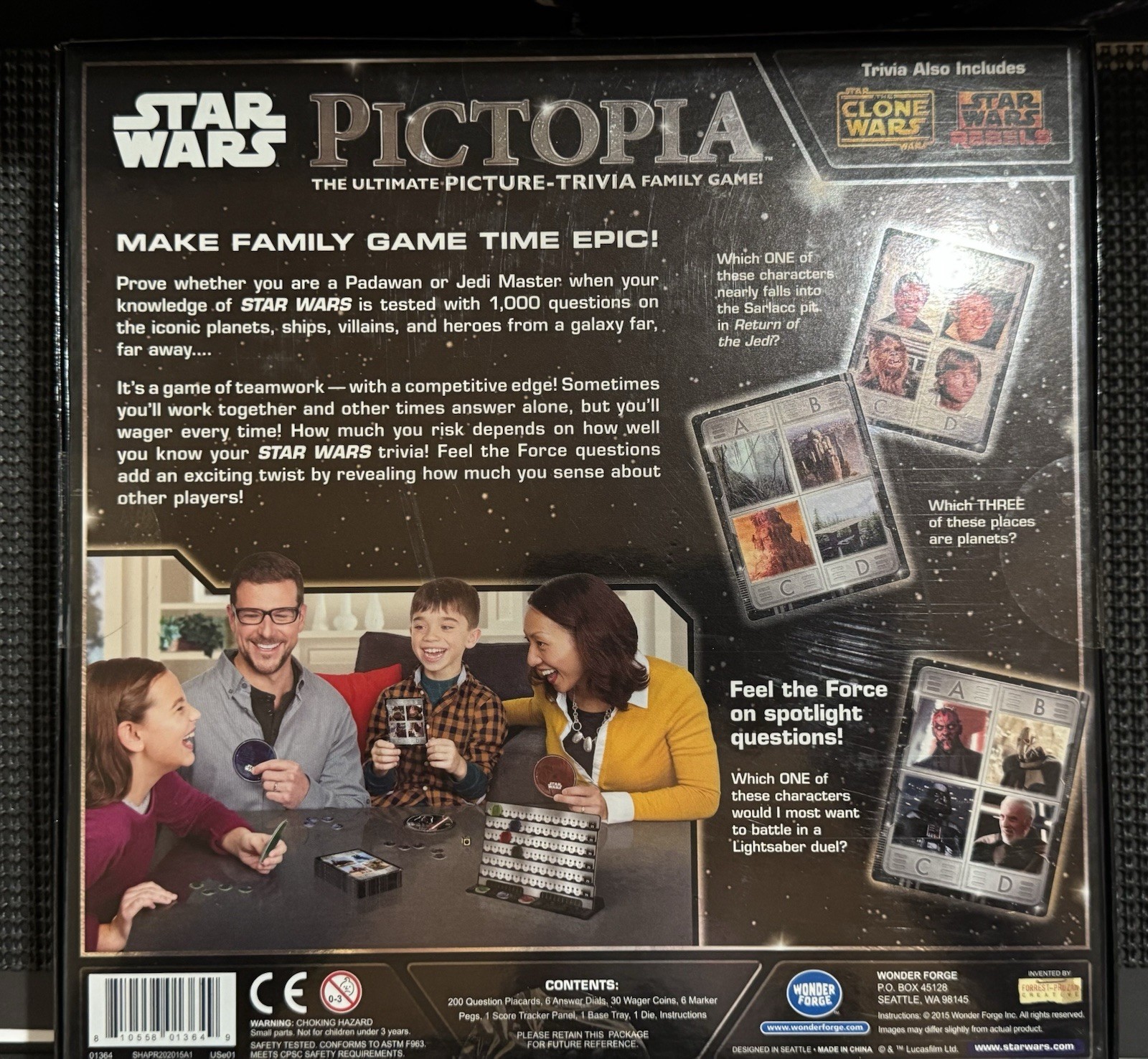 Wonder Forge Pictopia Star Wars Edition Trivia Family Game Players PLEASE READ.