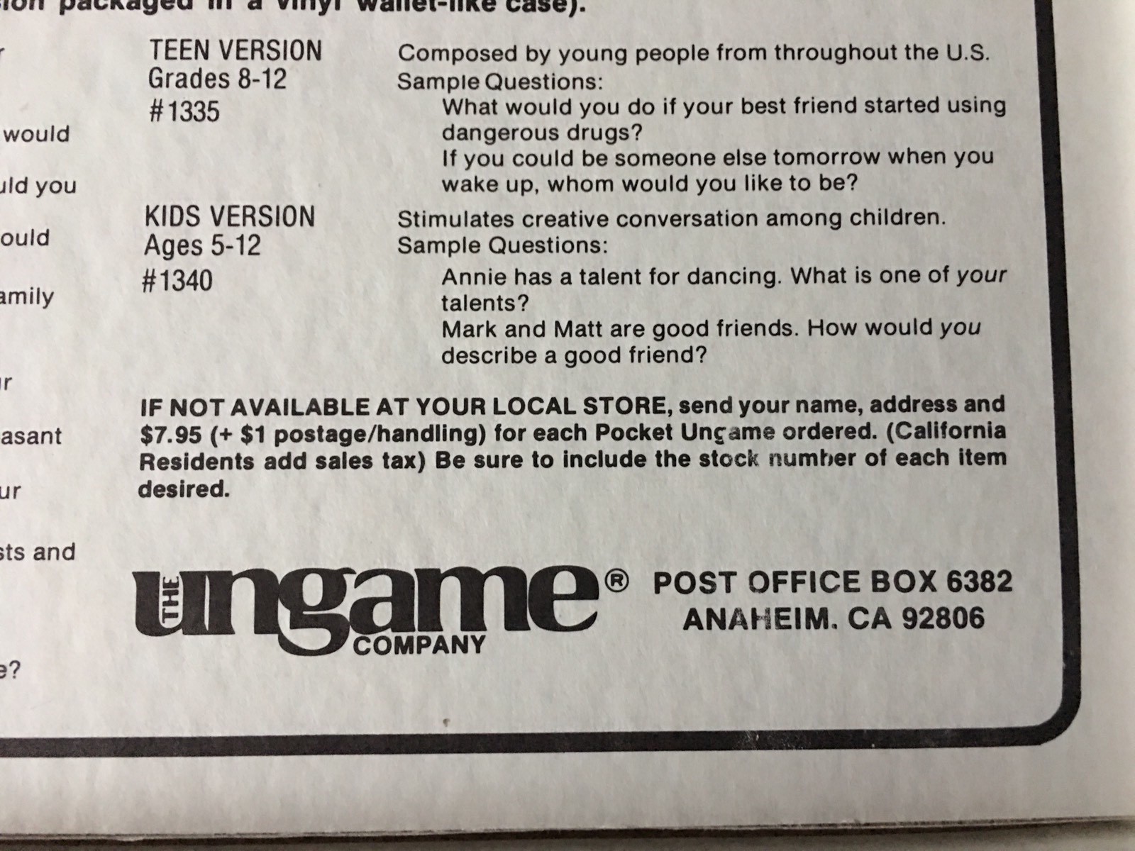 THE UNGAME CHRISTIAN BOARD GAME 1985 DR. JAMES DOBSON SELF EXPRESSION COMPLETE
