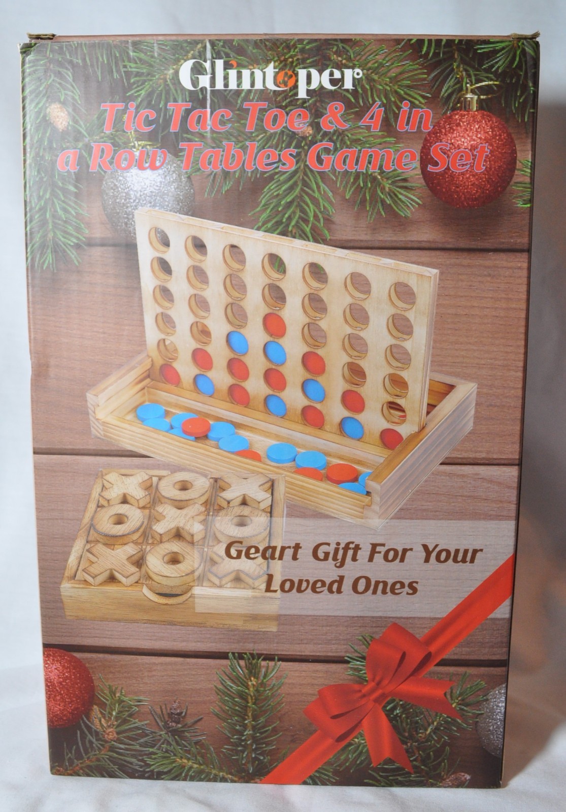 Glintoper Tic Tac Toe & 4 in a Row Tables Game Set, Classic Board Games