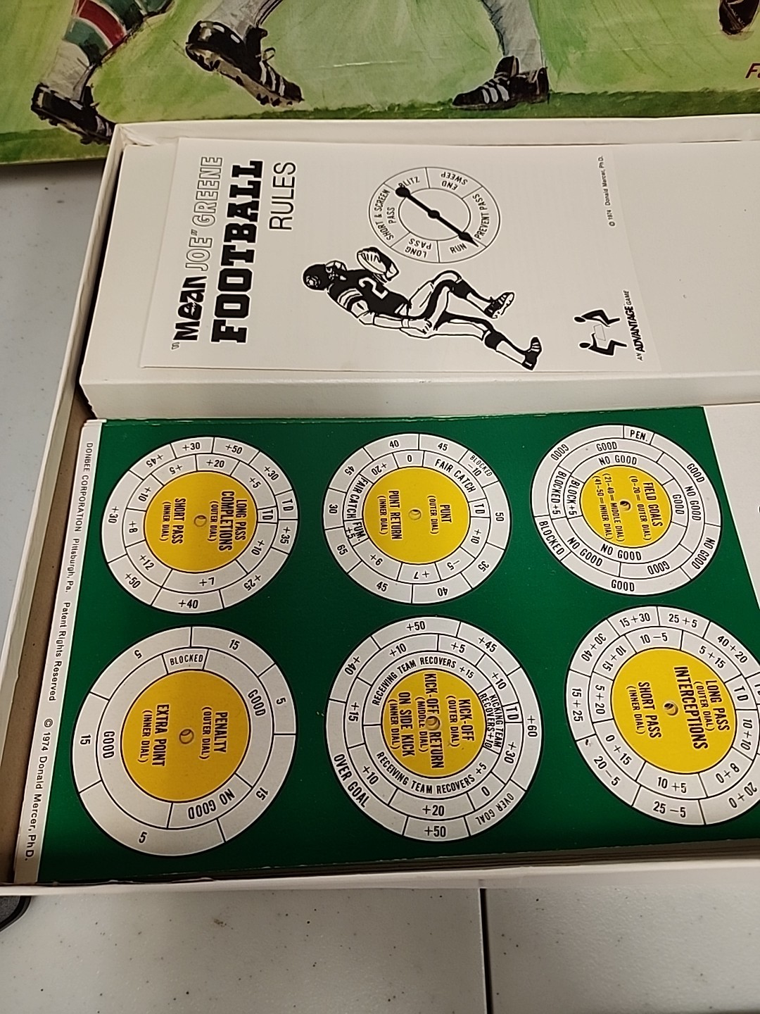 Vintage 1974 Donbee Corp. Mean Joe Greene Football Board Game Complete