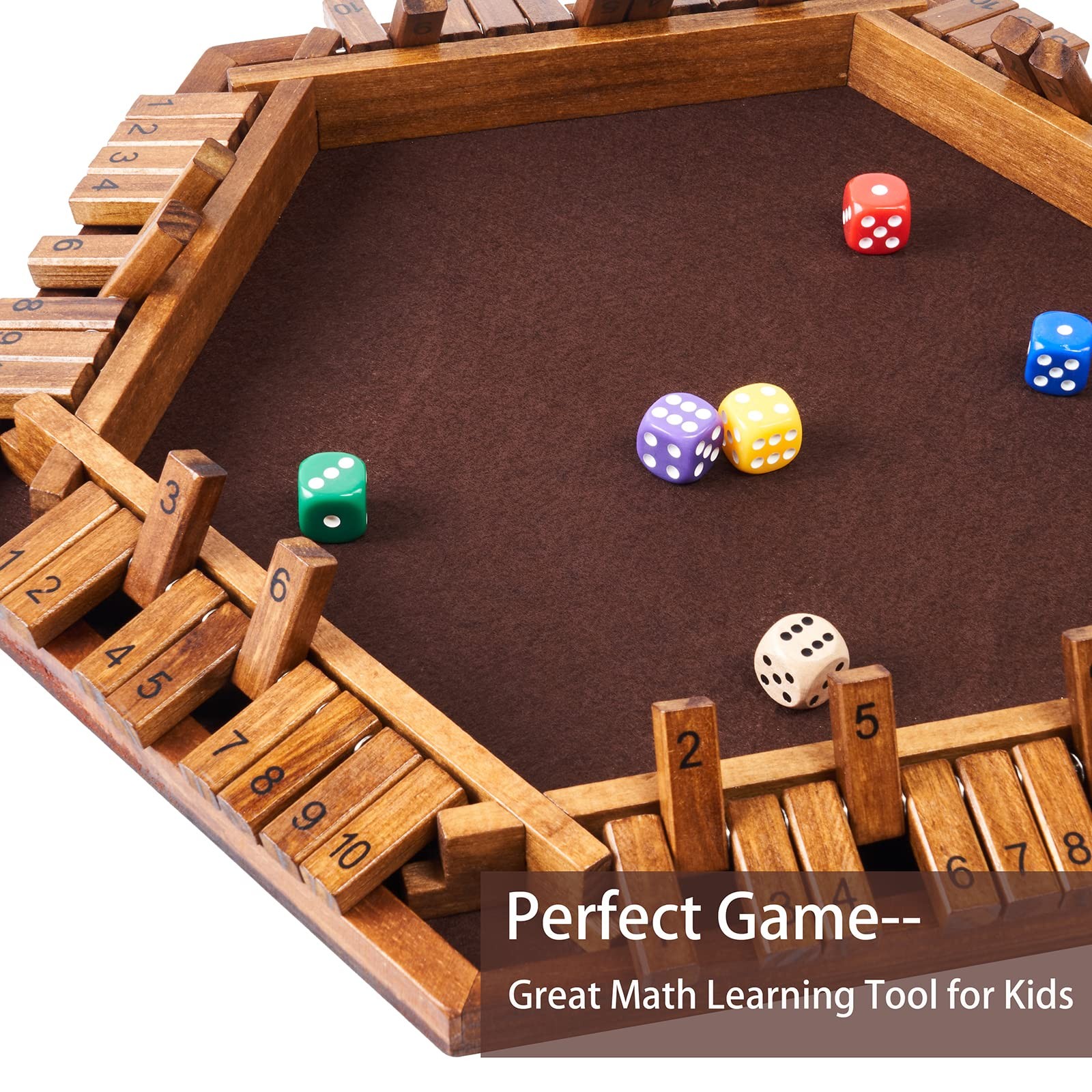 Shut The Box Dice Game Wooden Board L15 x W13 for 1 2 3 4 5 6 Player 6 Sided …