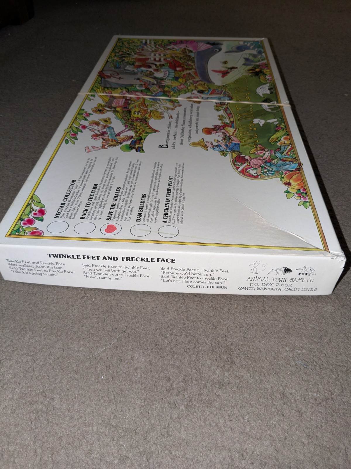 Animal Town Save the Whales Board Game Toy Waldorf Hearth Song Cooperative 1978