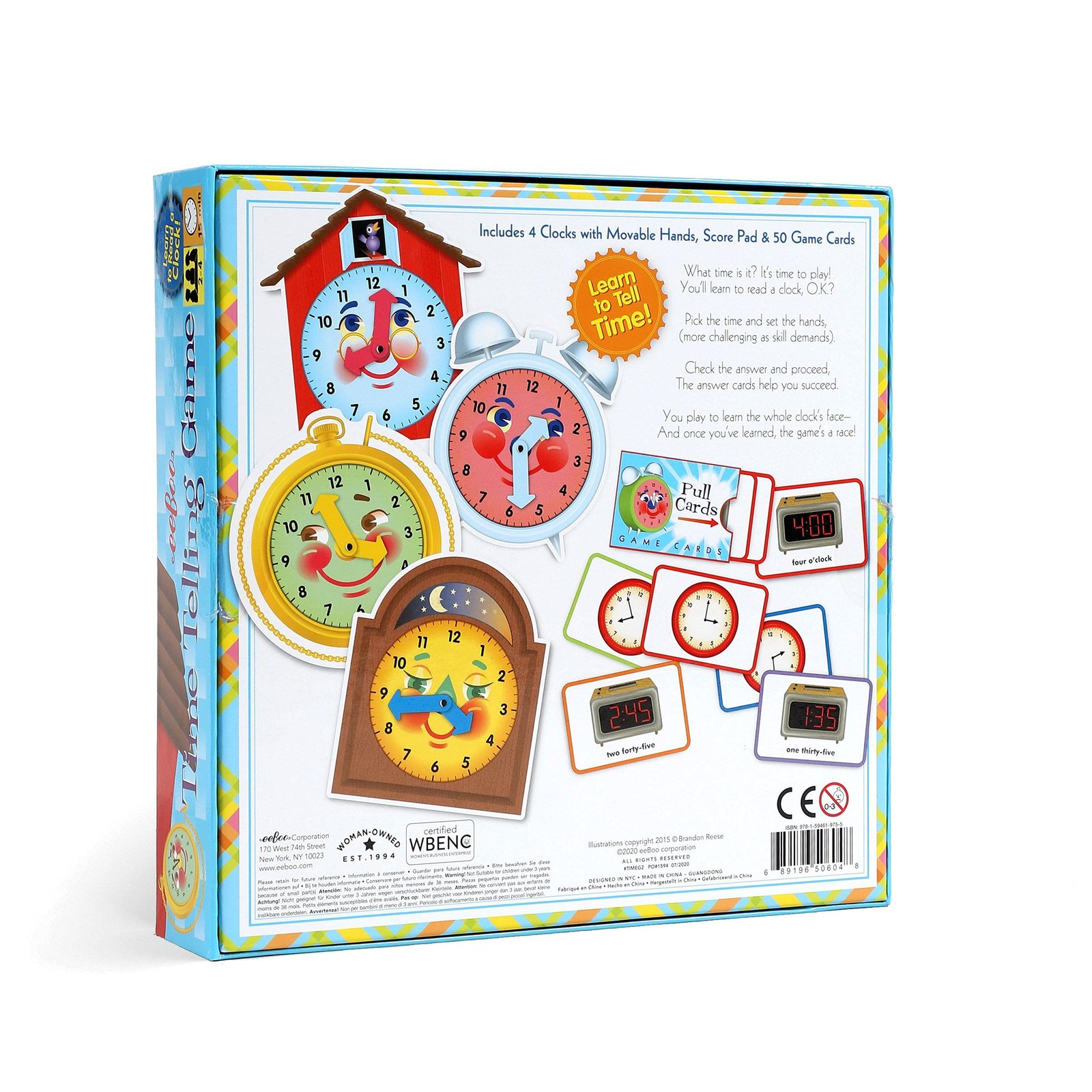 Eeboo Time Telling Game Develops Time Telling Skills Learn To Read A Clock