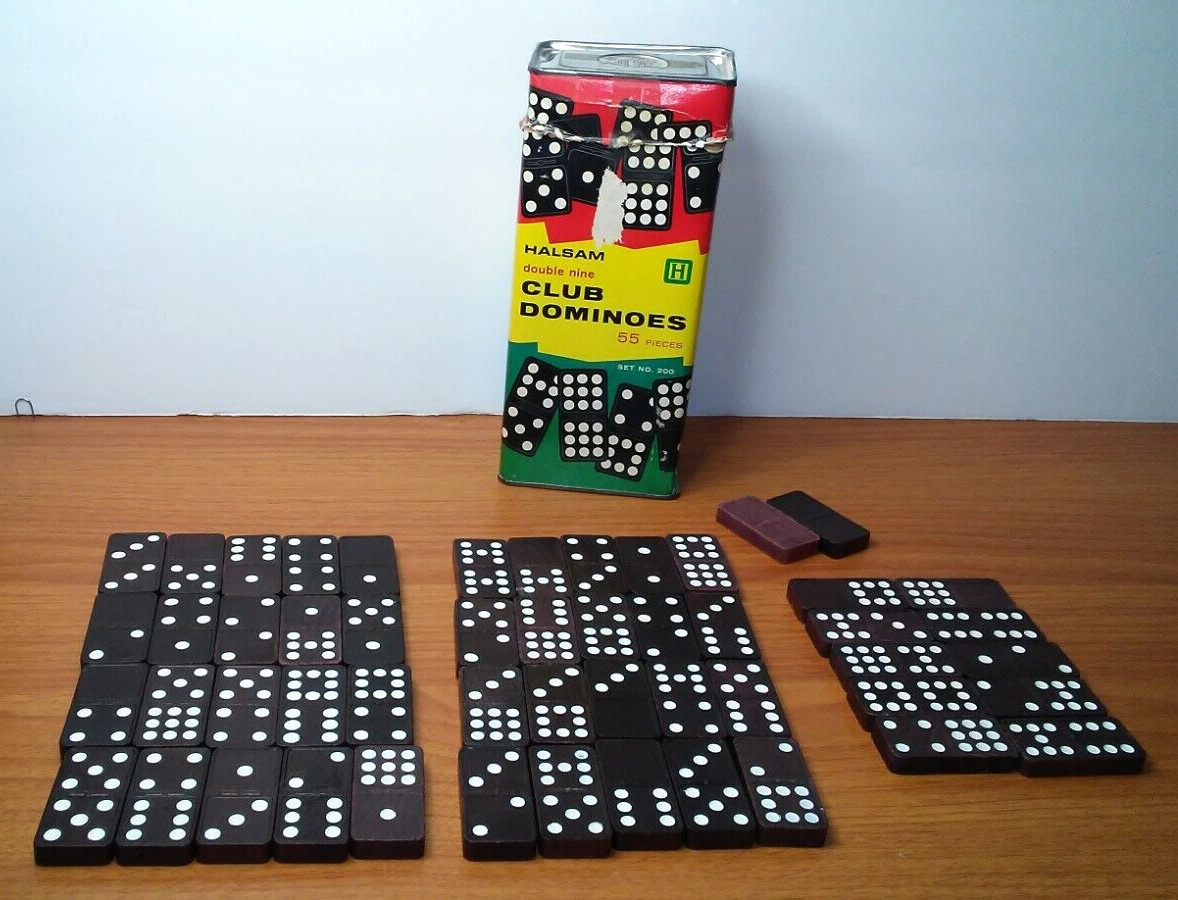 Halsam Double Nine Club Dominoes Game Set No. 200 Vintage 1970s Playskool USA