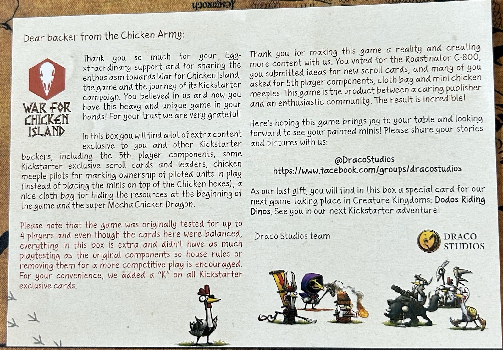 War for Chicken Island Board Game Kickstarter Exclusive Content Complete