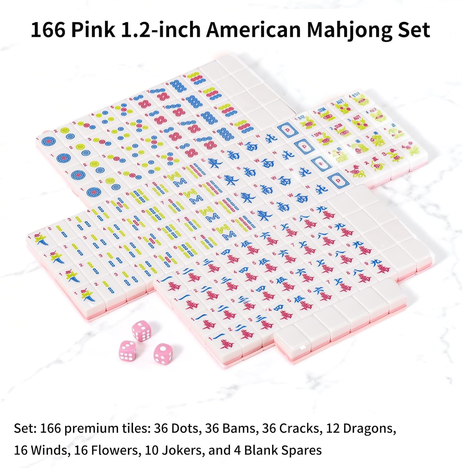 American Mahjong | 166 Premium 1.2-Inch Ivory White Tiles | Complete Mahjong Gam