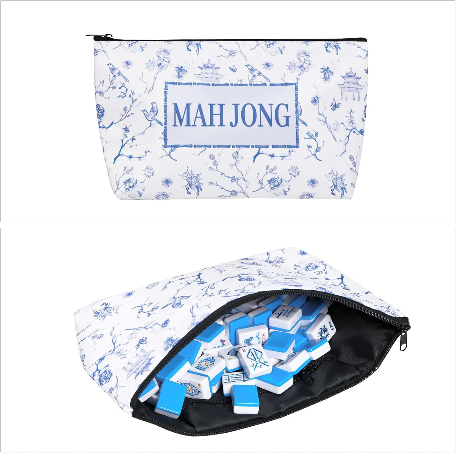 Light Blue American Mahjong Tile Set(1.2″), 160 Engraved Tiles with Mahjong Tile