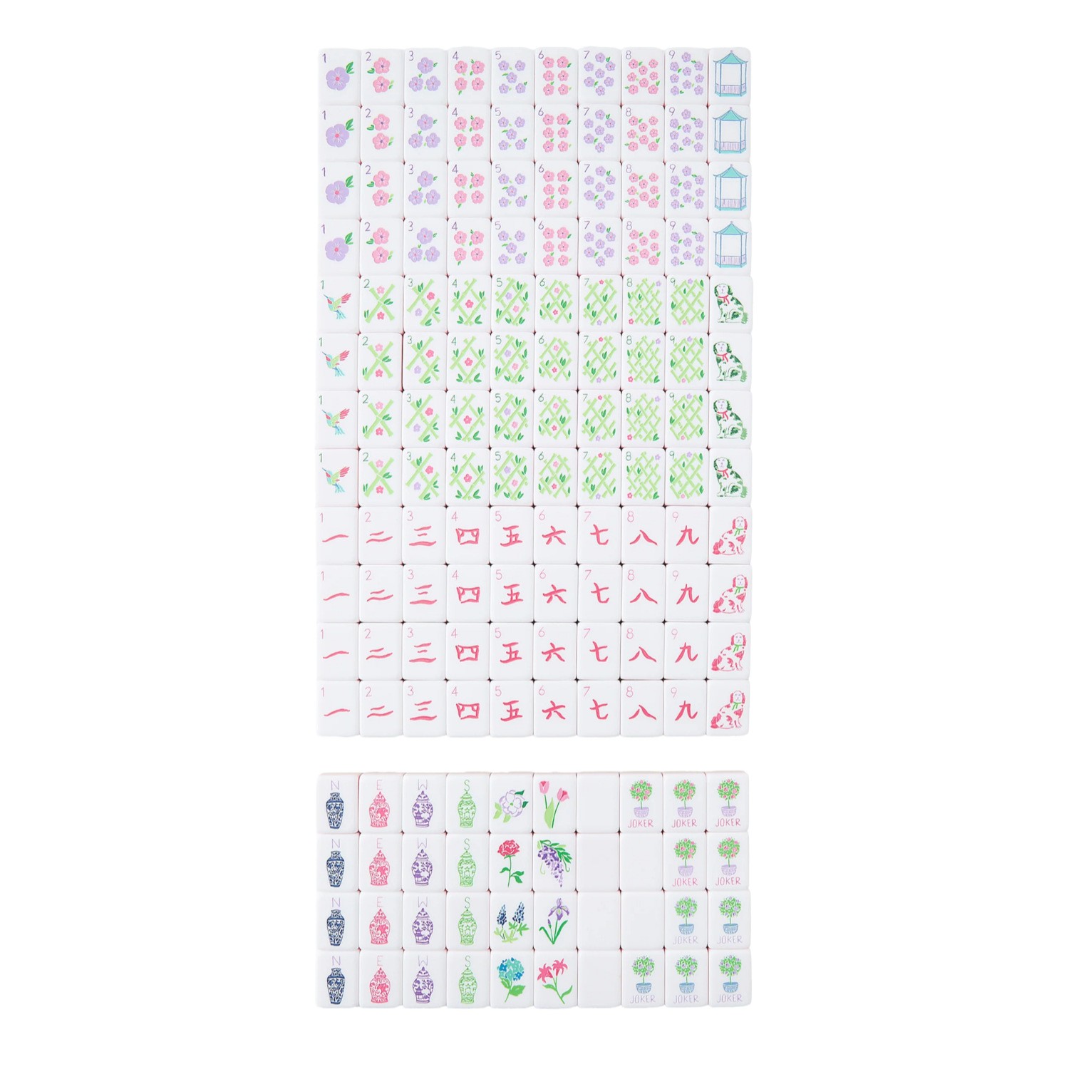 NEW! Vibrant Layered Mahjong Tiles – Full American Set 160Tiles – lavender