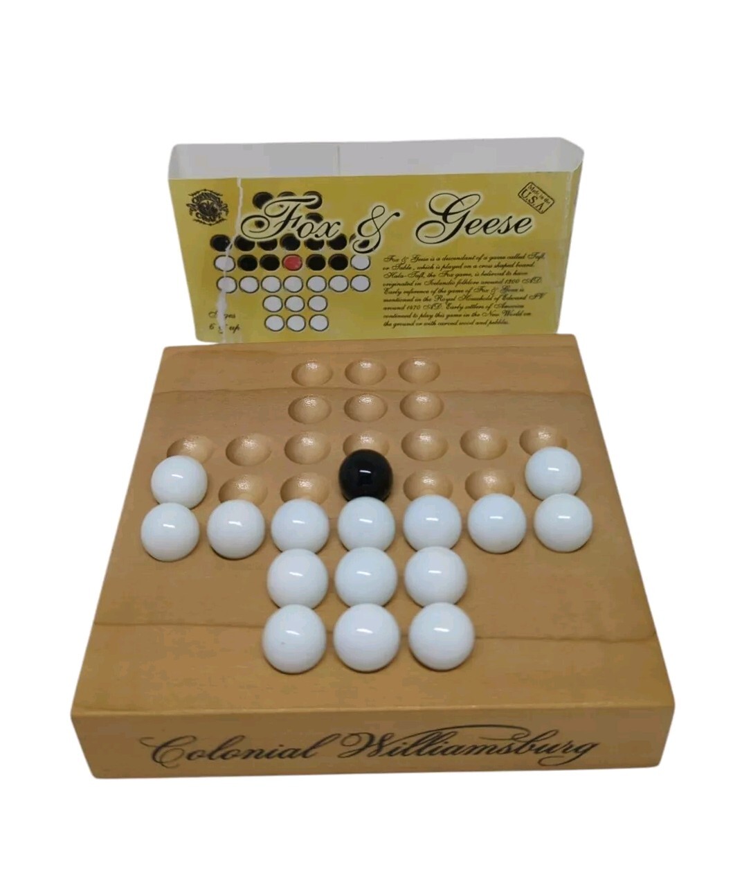 Travel Game Fox & Geese Solid Wood Game Board Colonial Williamsburg Channel Crft