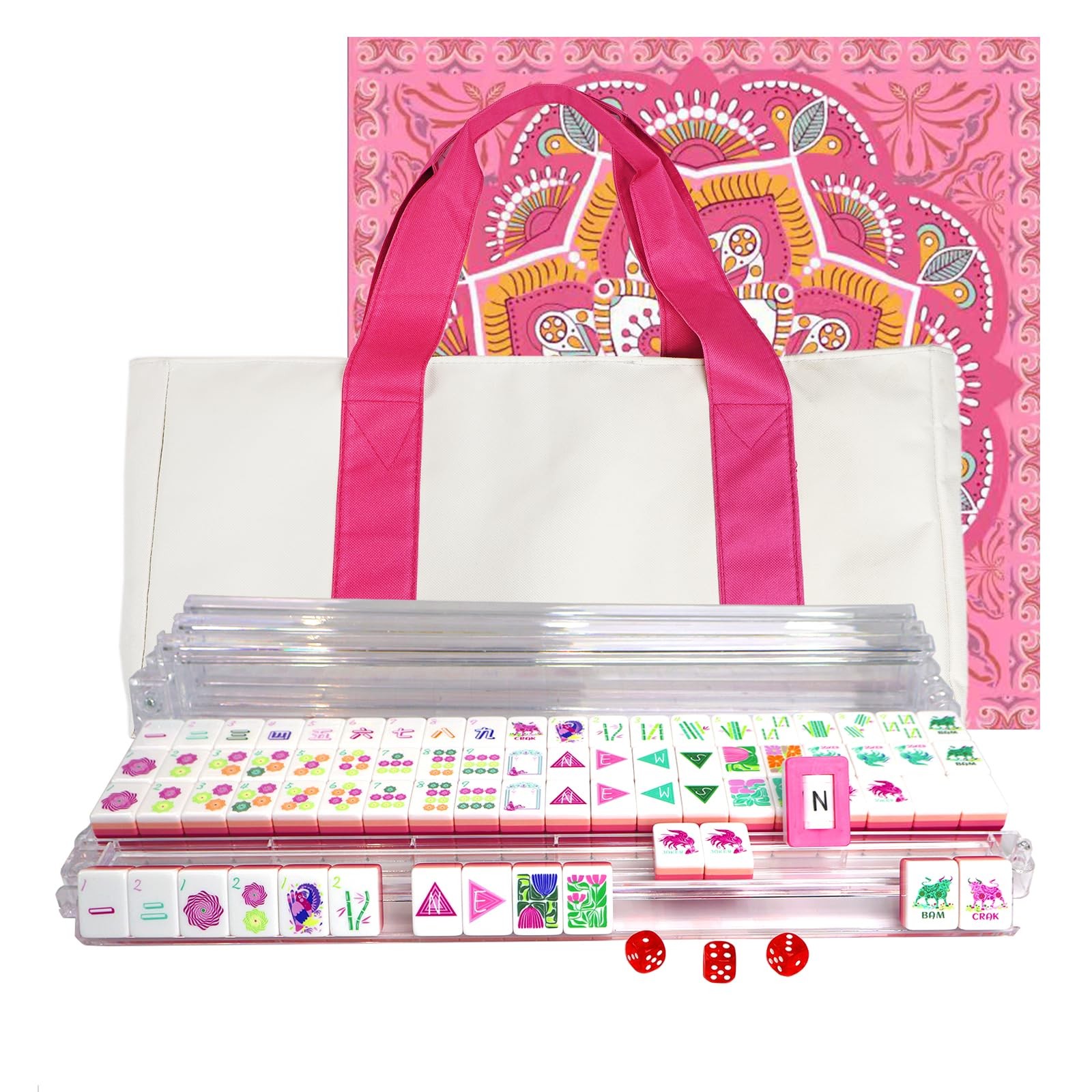American Mahjong Game Set, Portable Carrying Bag,Acrylic 160 Tiles,Western Ma…