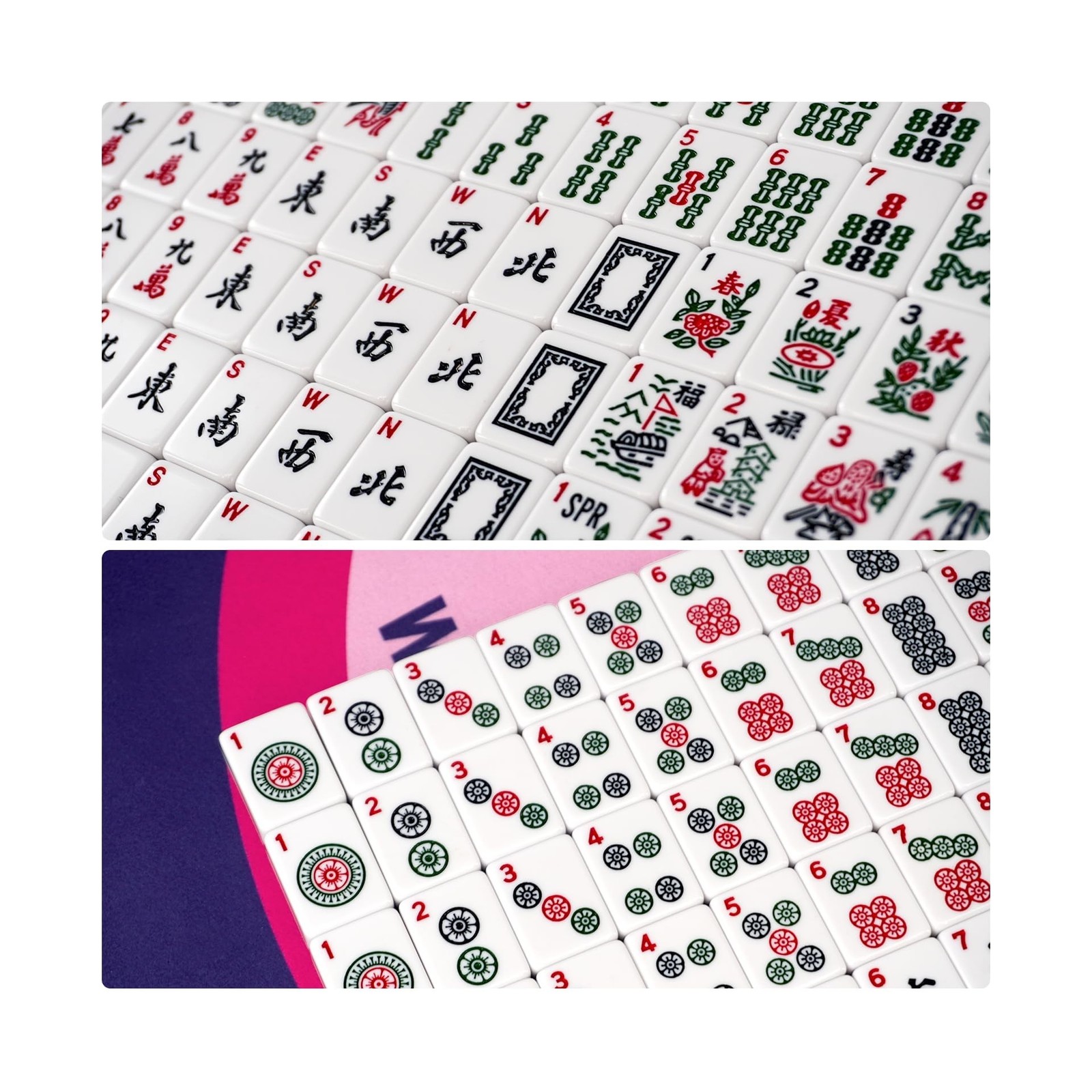 American Mahjong Game Set with Pink Carrying Bag,166 Premium White Tiles (1.2…