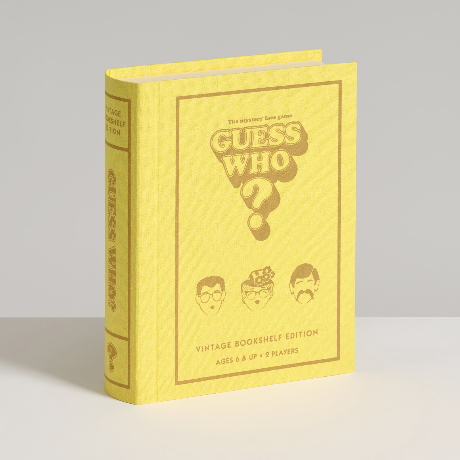 Guess Who? Vintage Bookshelf Edition Board Game in Linen Book Case WS Game Co