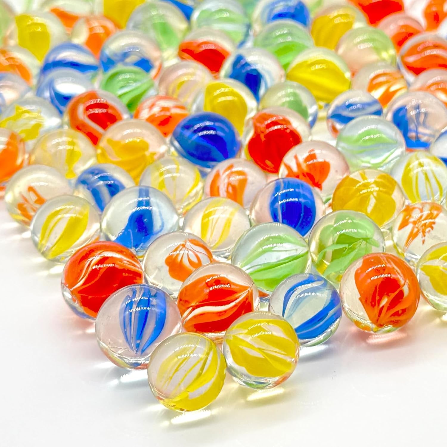 100Pcs Glass Marbles – 4 Color Mix, Sizes 14mm & 16mm for Marble Bounce…