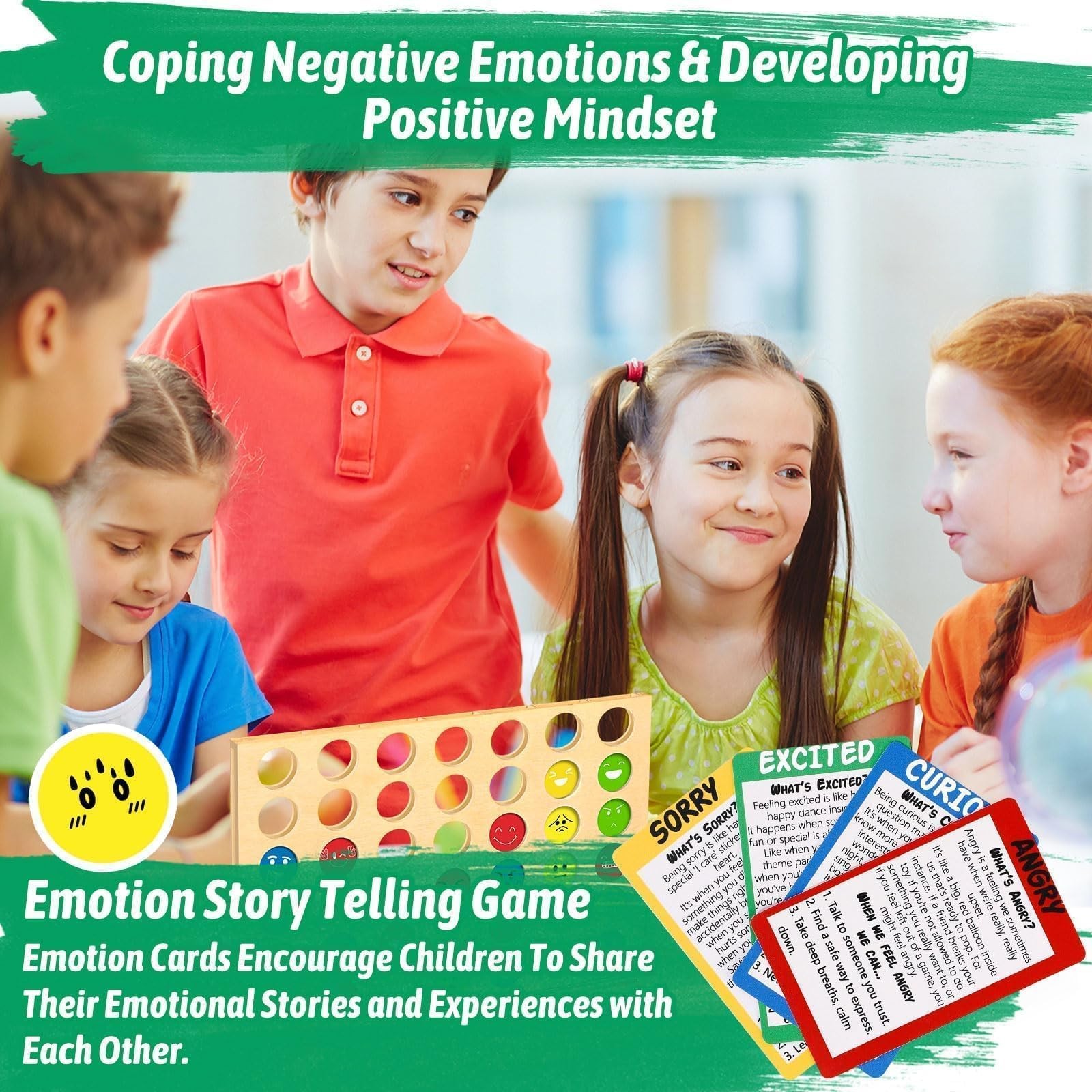 Social Emotional Learning Therapy Games for Kids, w/56 Emotion Cards, Connect…