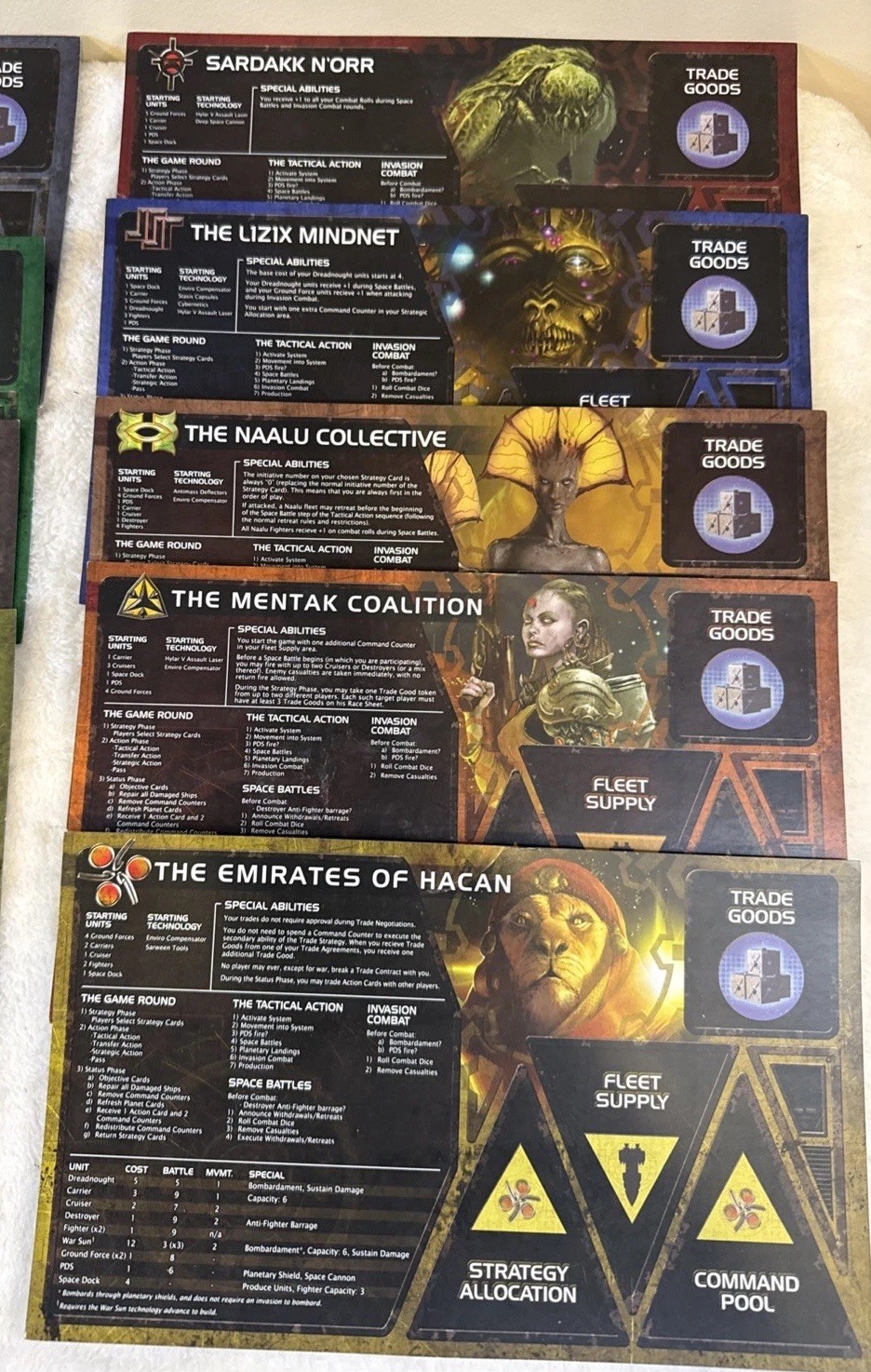 Lot of 10 Player Cards Twilight Imperium 3rd Edition Replacements