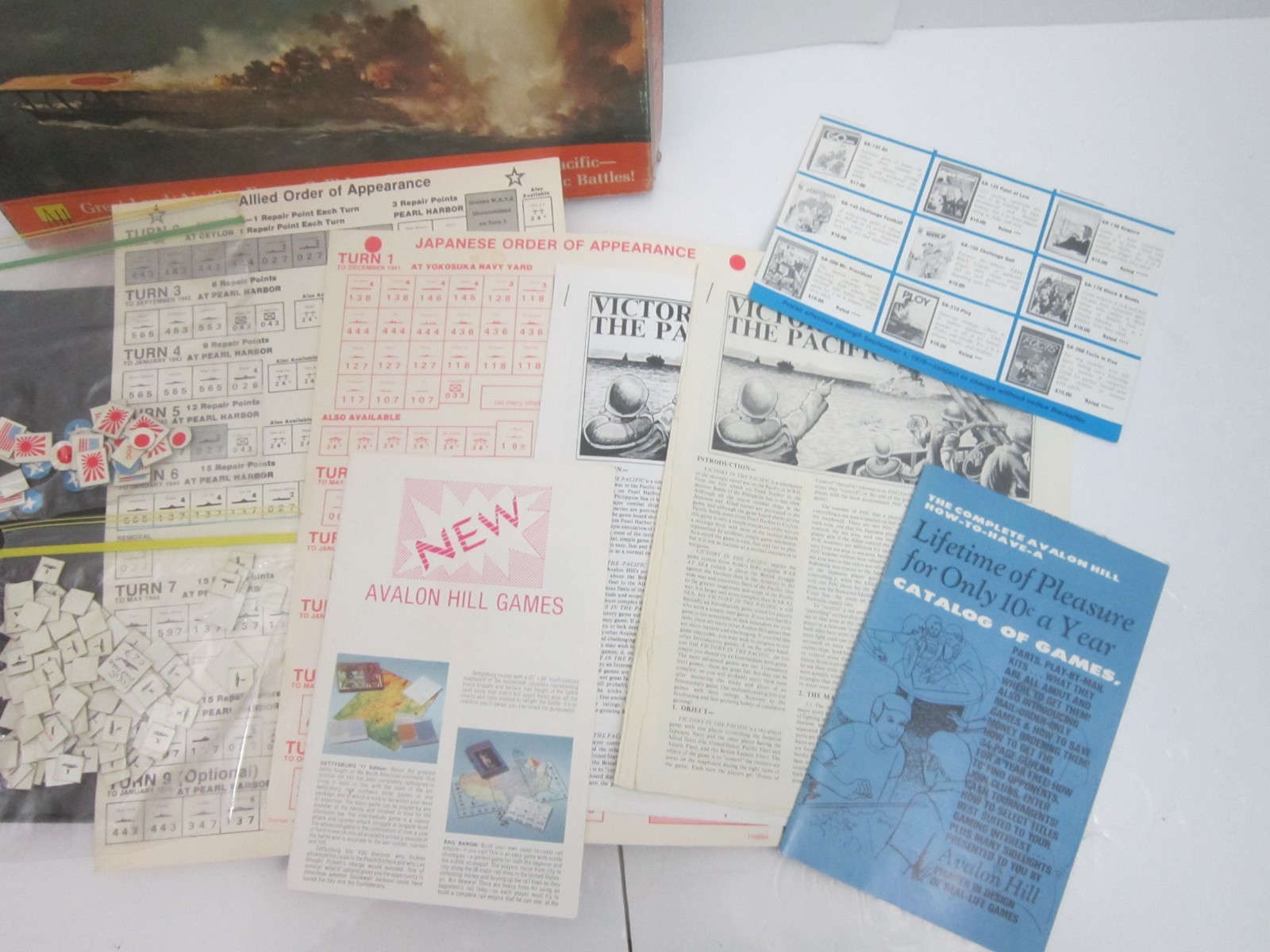 Lot 5 Avalon Hill Games Victory Pacific Luftwaffe Bismarck War At Sea Kriegspiel