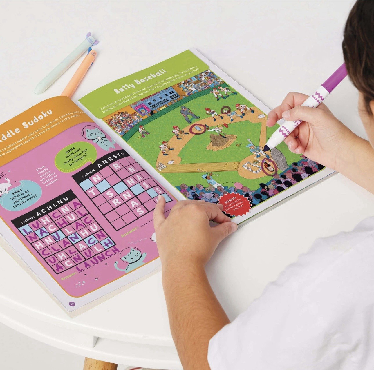 HIGHLIGHTS Kids Activity Puzzle Book Set 4 Fun Books Mazes Word Games Brain, NEW