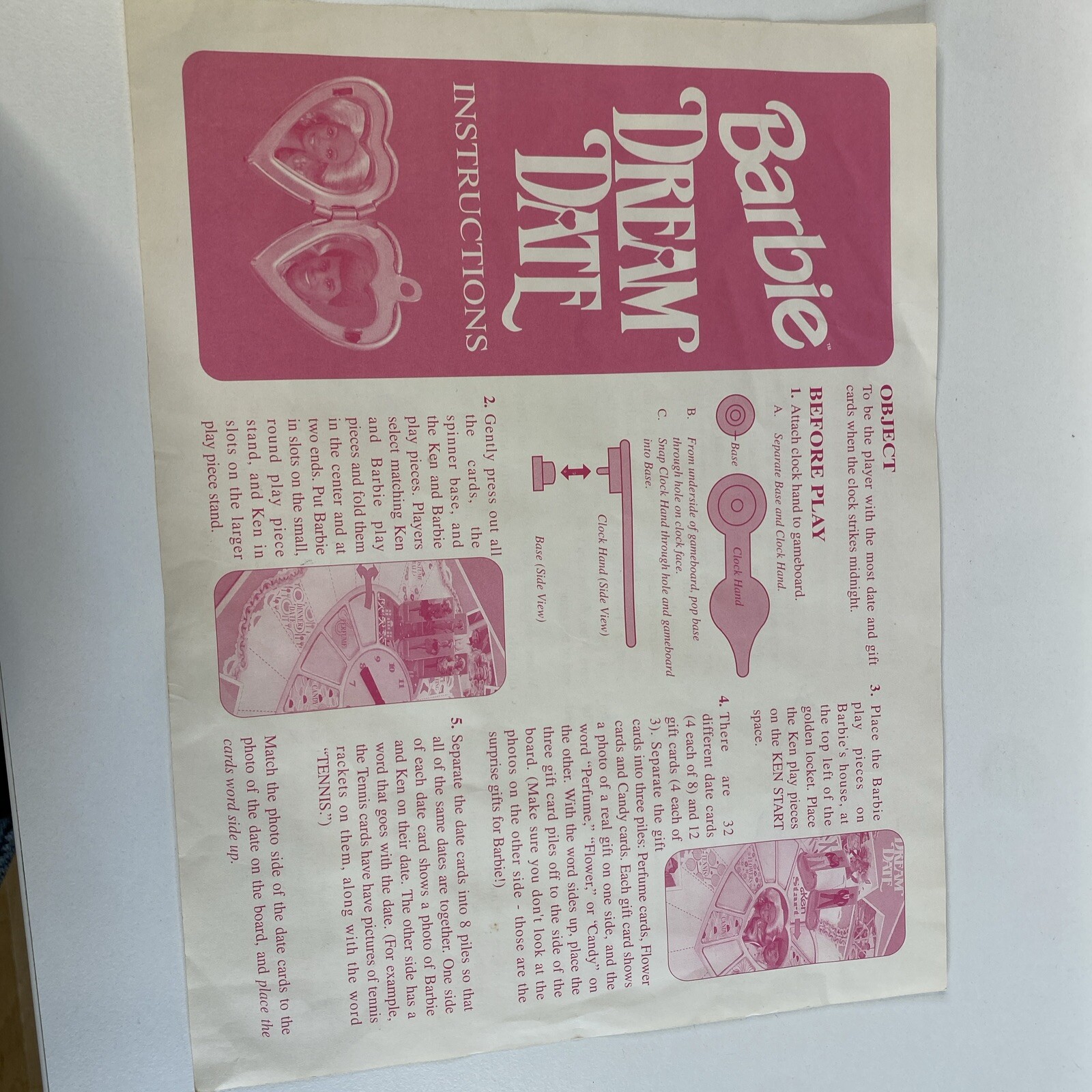 Vtg BARBIE DREAM DATE Golden Mattel Board Game Incomplete Replacement Parts