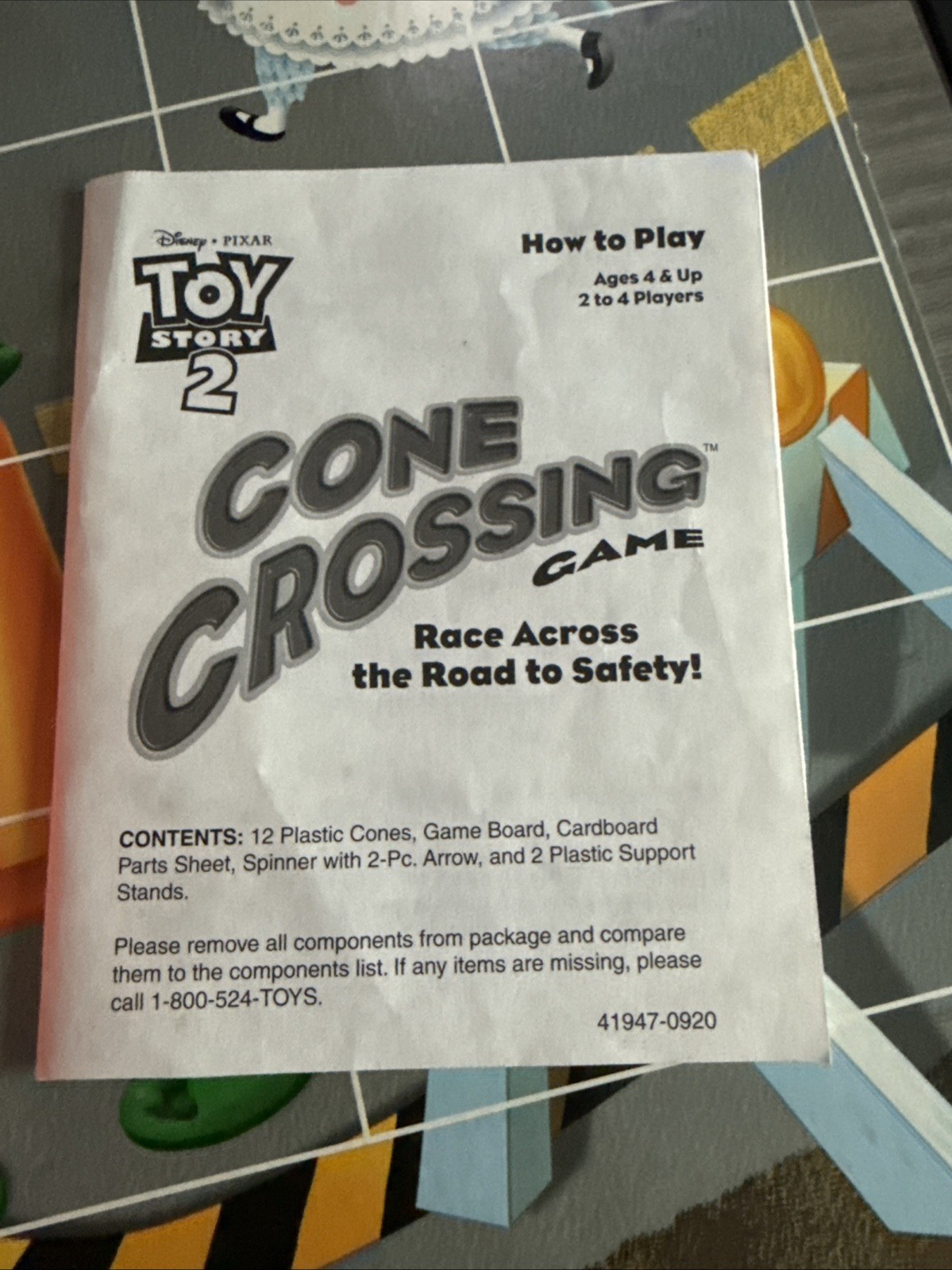 Toy Story 2 Cone Crossing Board Game 1999 Disney Pixar Complete GUC