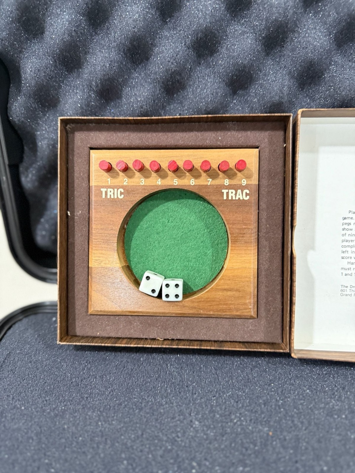 Vintage Drueke American Walnut Tric Trac (Shut The Box) Dice Game No. 1997
