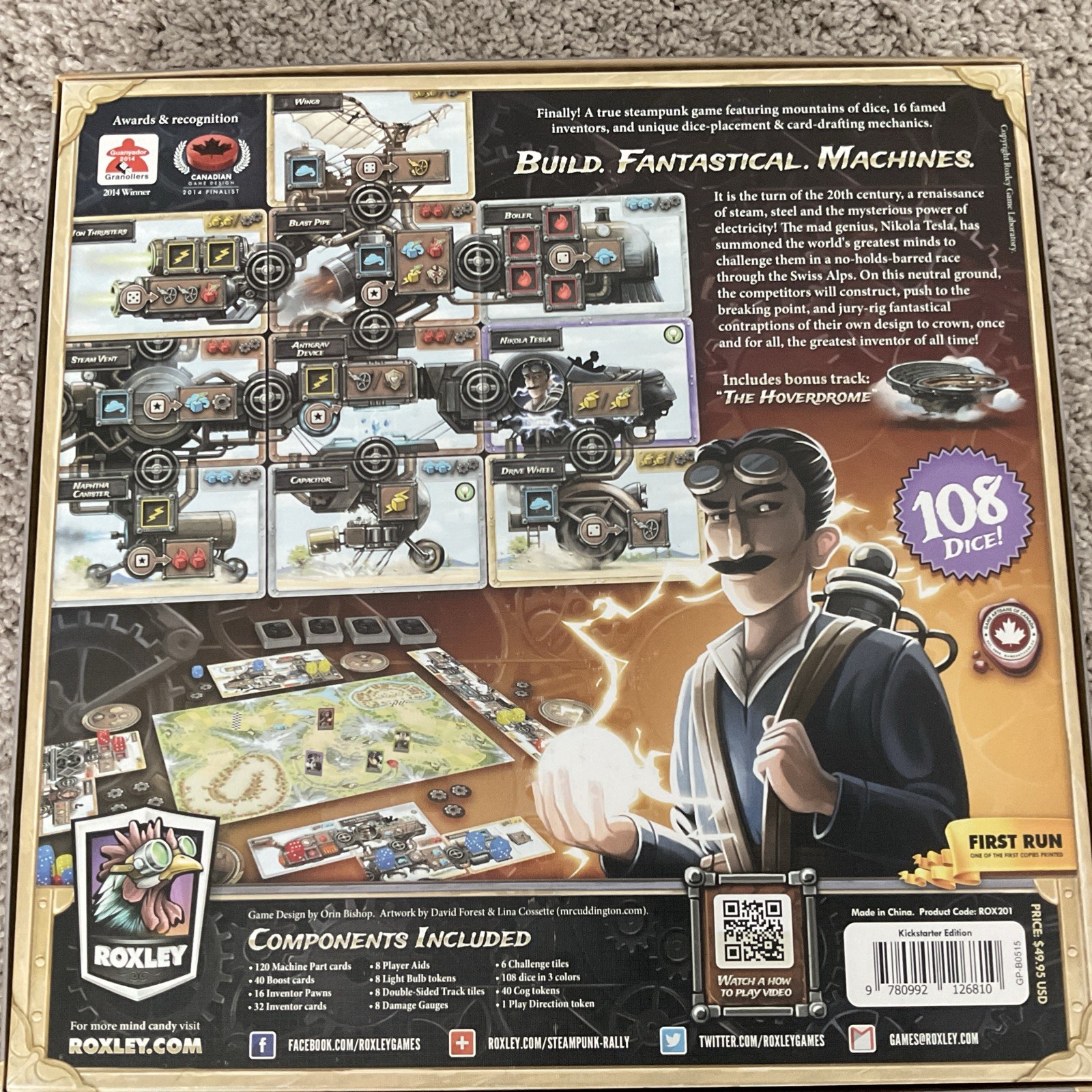 Steampunk Rally Board Game – Roxley – First Run Kickstarter Edition with Extras