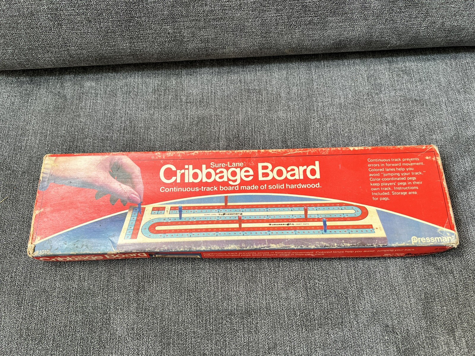 Vintage Cribbage Board Sure-Lane Continuous Track #1010 Solid Hardwood NEW 1983
