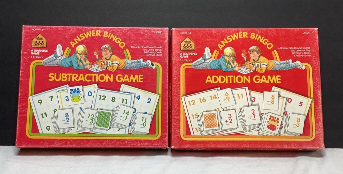 Vintage 1998 Answer Bingo Addition and Subtraction Games by School Zone Ages 5+