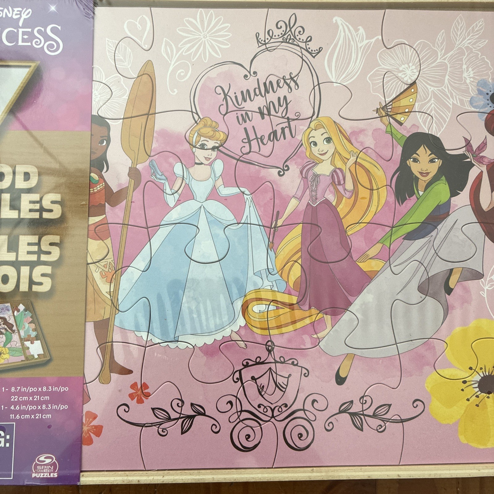 Disney Princess 7 Wood Puzzles Age 3+ Spinmaster Brand New in Sealed Box